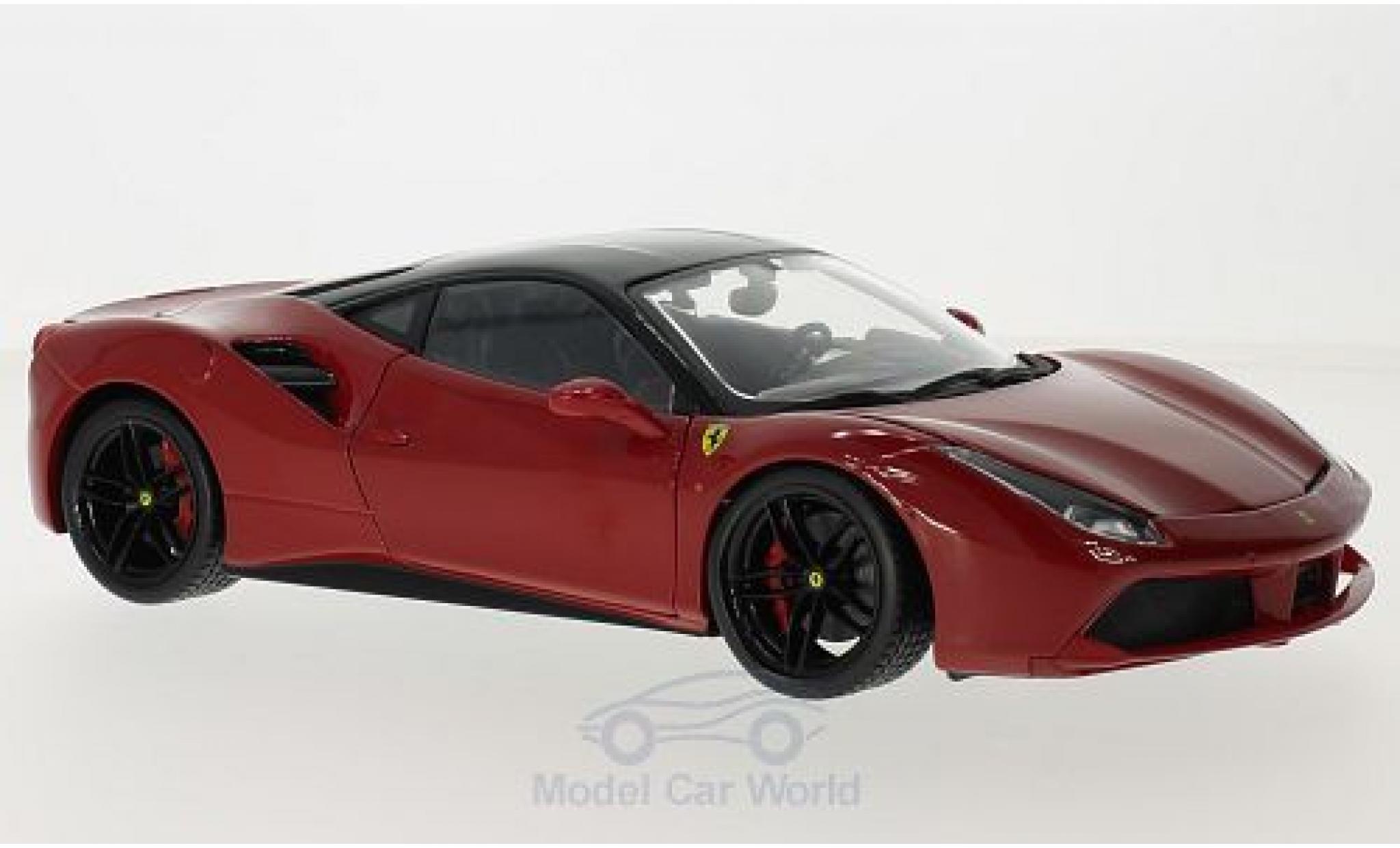 Ferrari 488 1/18 Burago GTB rood/zwart modelauto