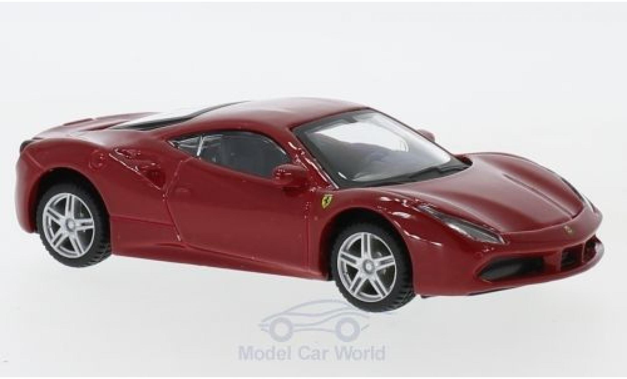 Ferrari 488 1/43 Burago GTB rood/wit pull-back modelauto