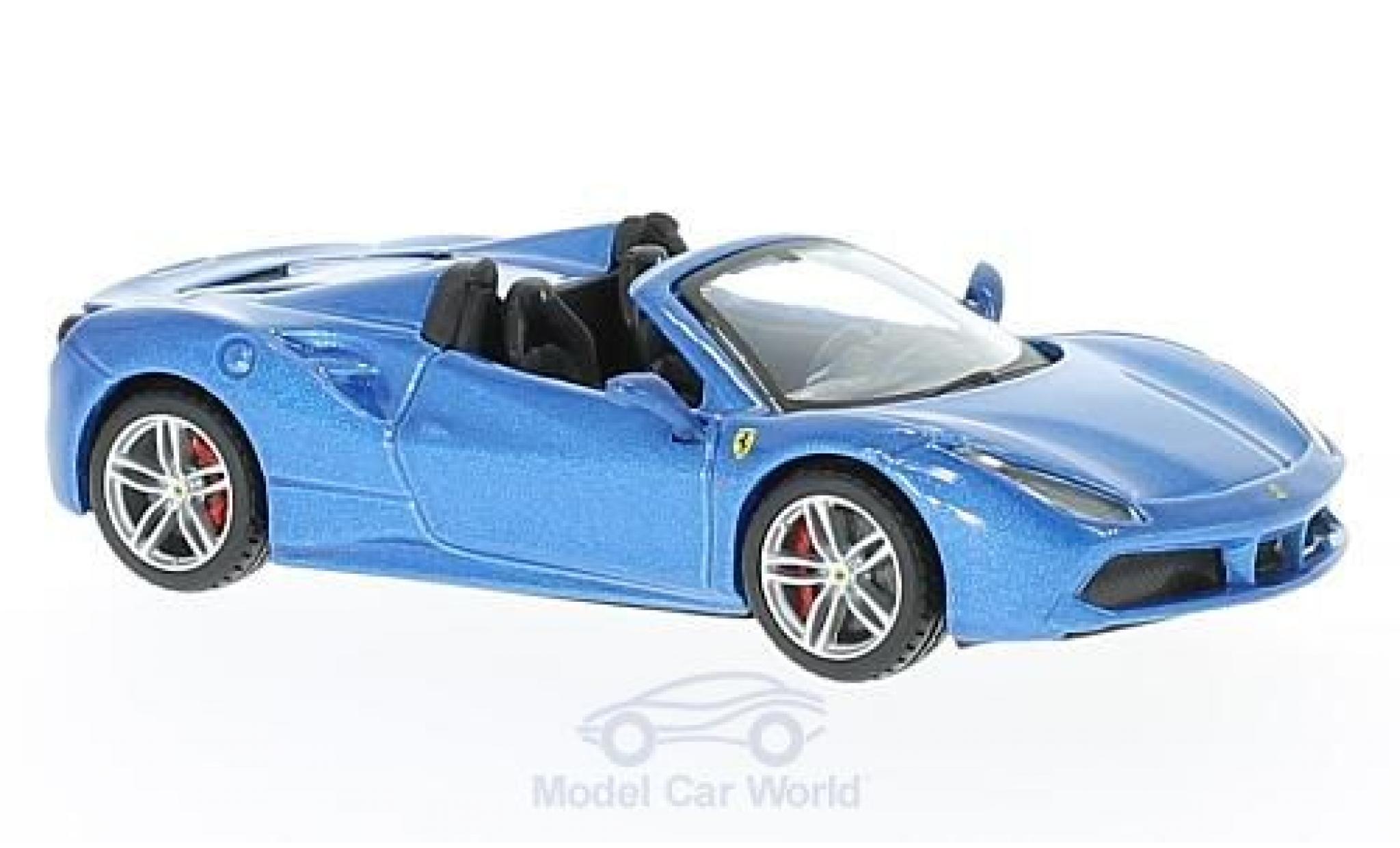 Ferrari 488 1/43 Burago Spider metallic blauw 2016 modelauto