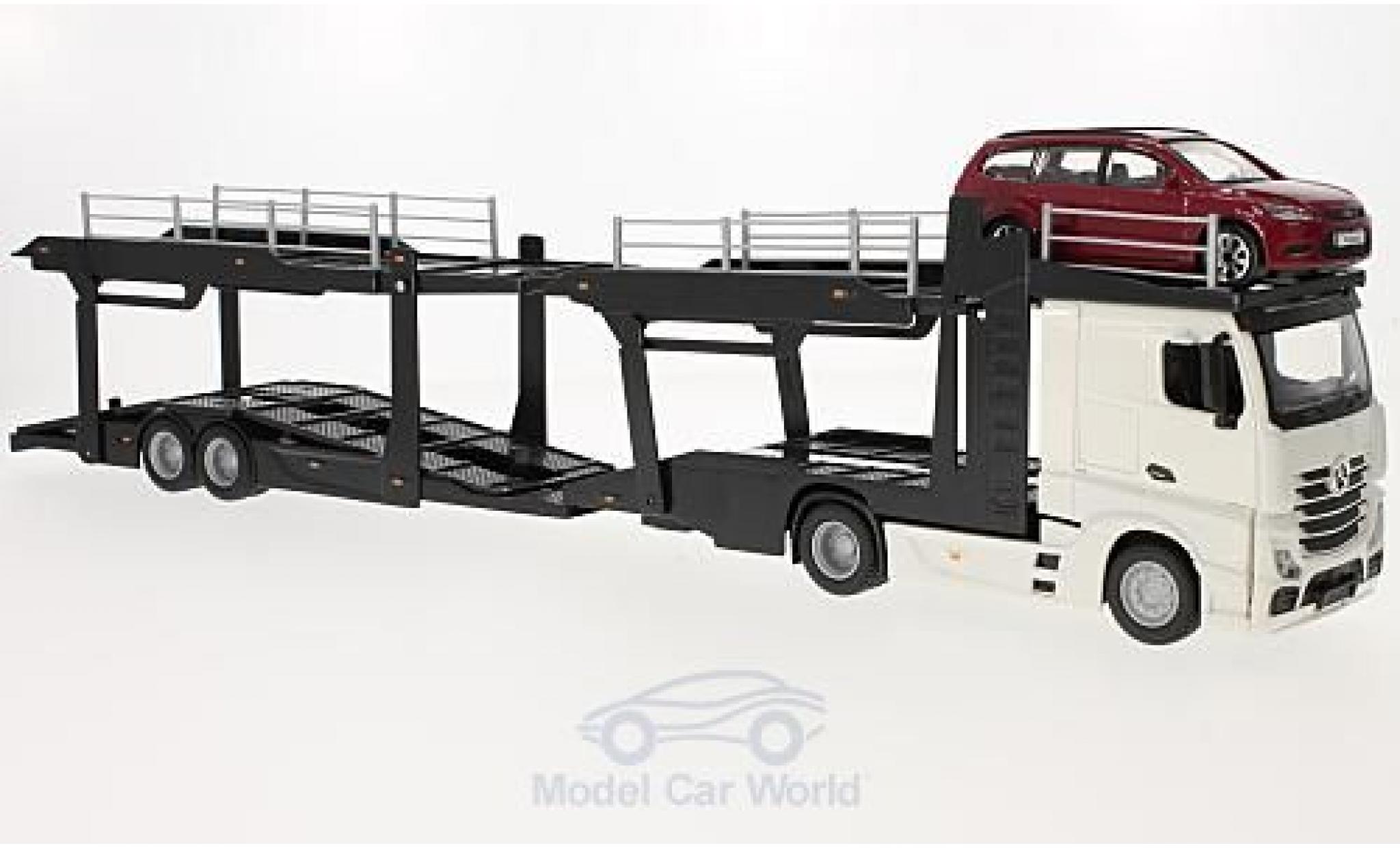 Mercedes Actros 1/43 Burago 2545 Autotransporter mit Ford Focus Turnier modelauto