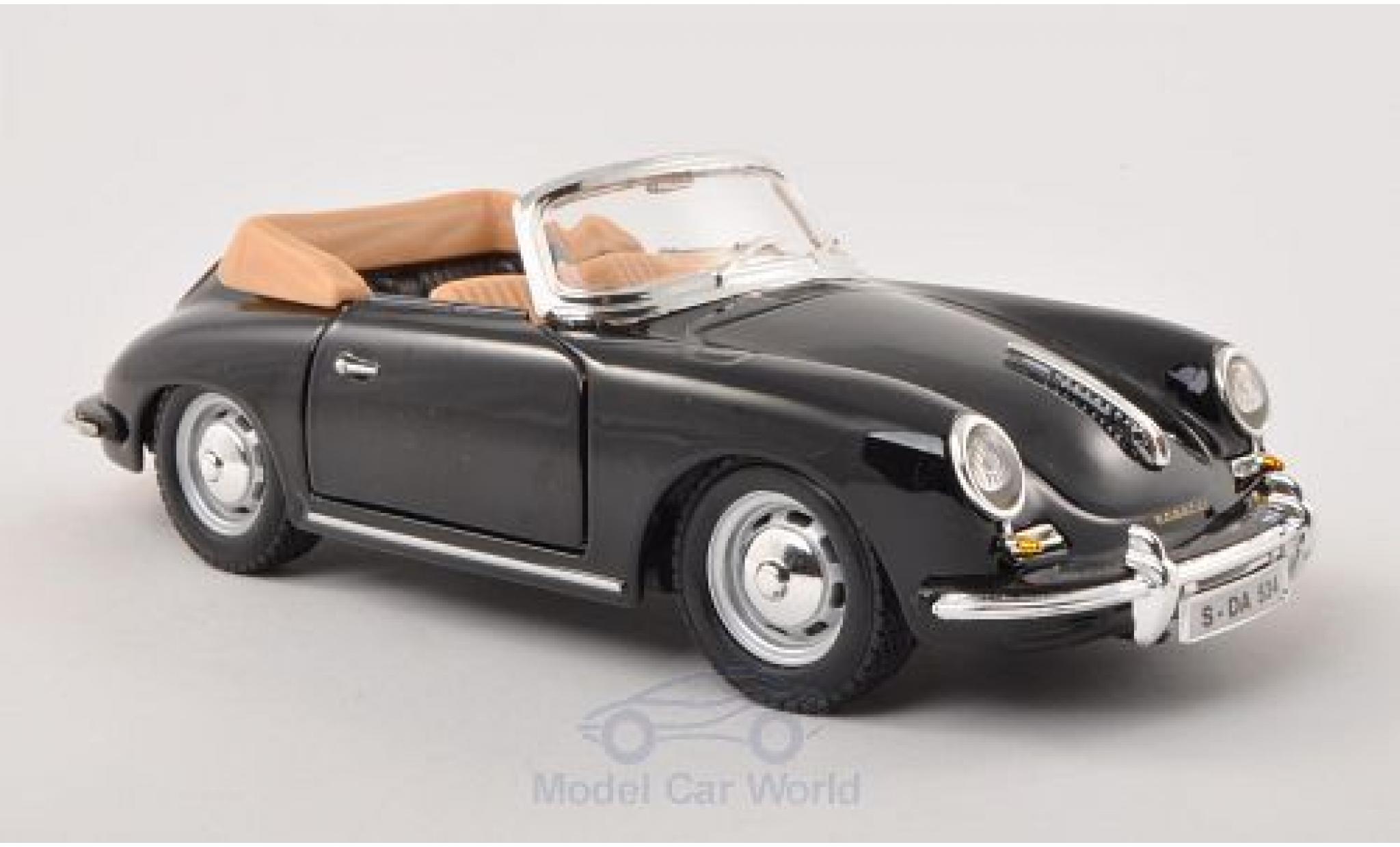 Porsche 356 A 1/24 Burago B Cabriolet zwart 1961 modelauto