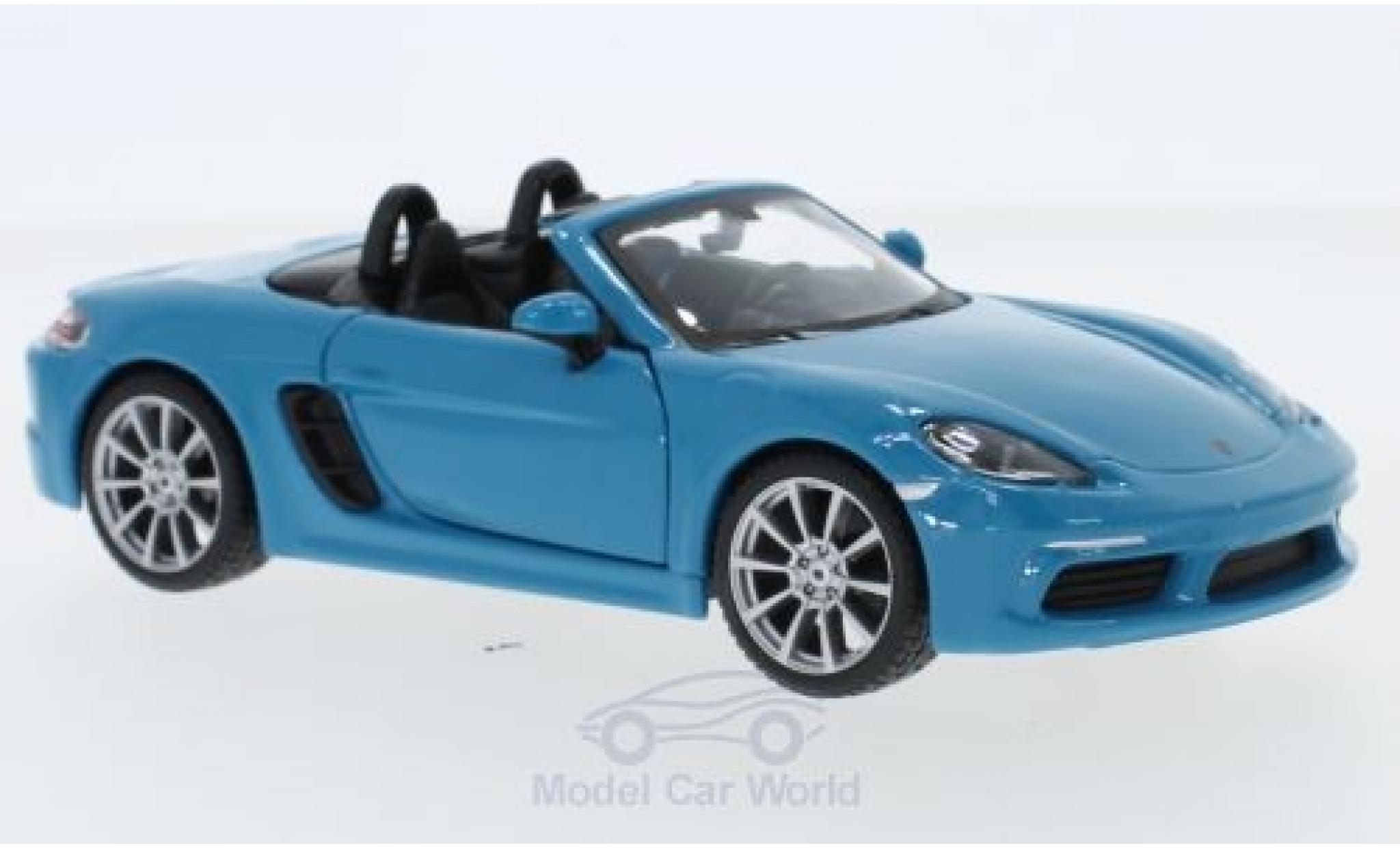 Porsche Boxster 1/24 Burago 718 Cabriolet blauw modelauto