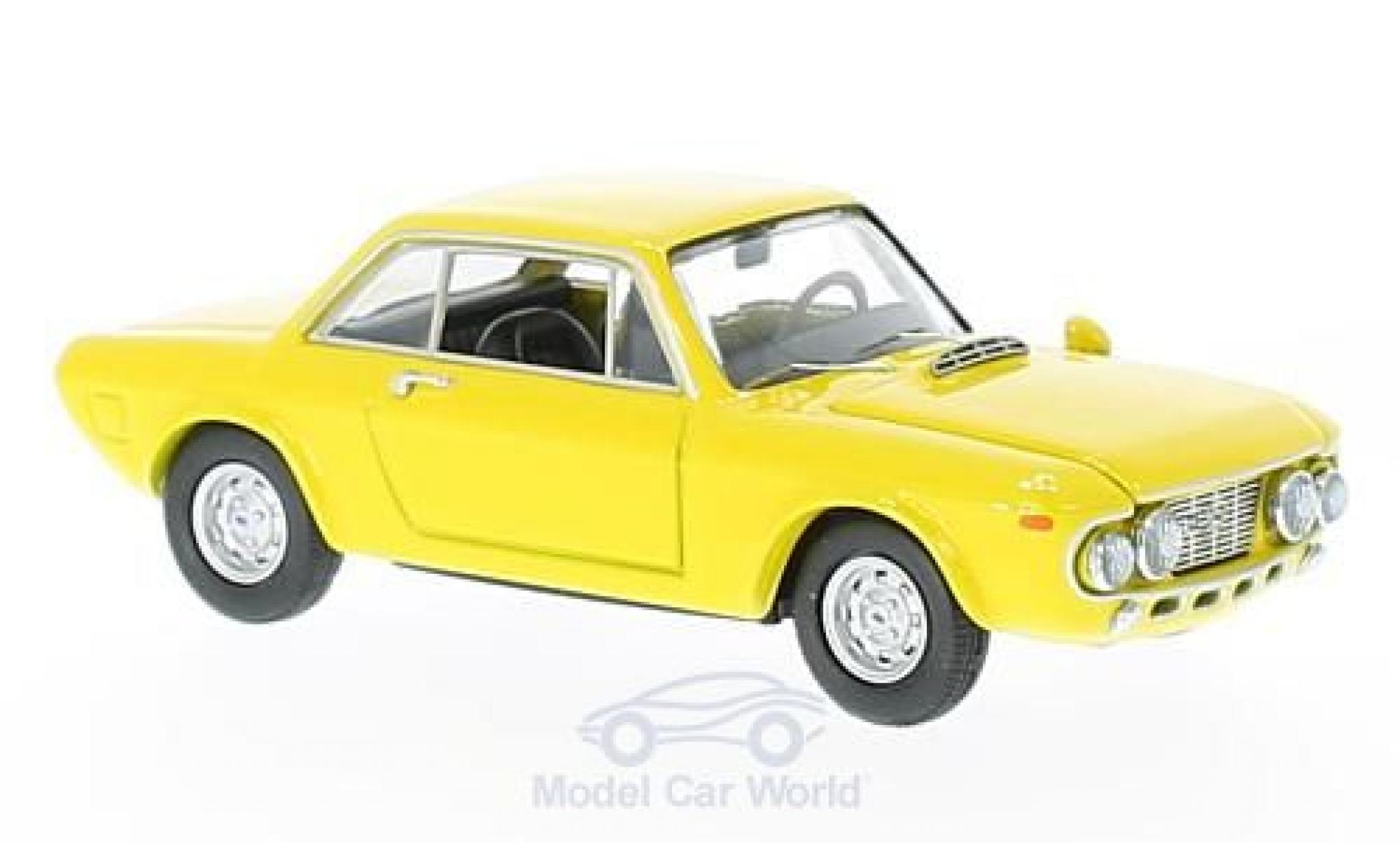 Lancia Fulvia HF 1/43 Best Coupe 1600 HF Fanalone geel 1968 modelauto