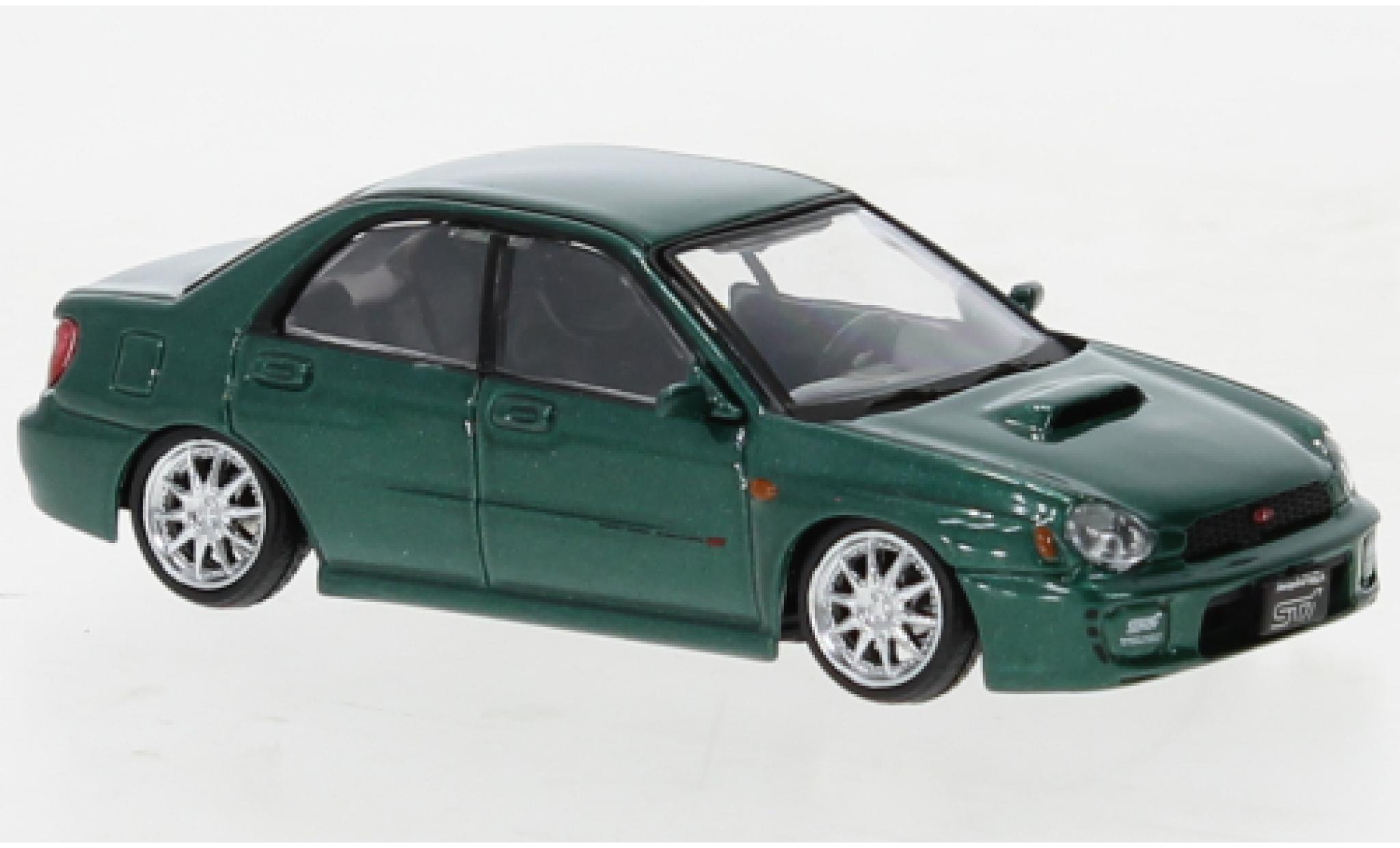 Subaru Impreza 1/64 BM Creations WRX STI metallic groen 2001 modelauto