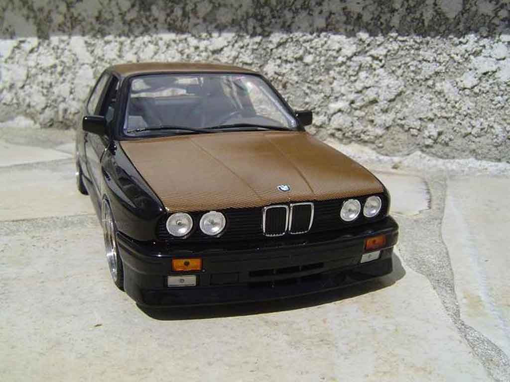 Bmw M3 coupe E30 zwart swap moteur e36 jantes bbs capot kevlar 1/18 Minichamps