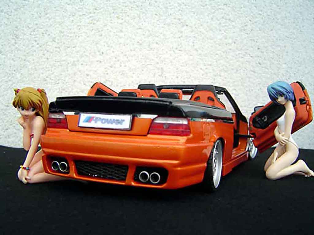 Bmw 325 E36 1/18 Maisto E36 cabriolet jantes rh cup 18 pouces peinture biton oranje zwart portes papillon modelauto