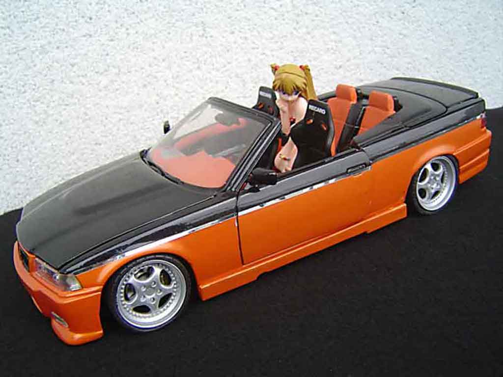 Bmw 325 Cabriolet E36 jantes rh cup 18 pouces peinture biton oranje zwart portes papillon 1/18 Maisto