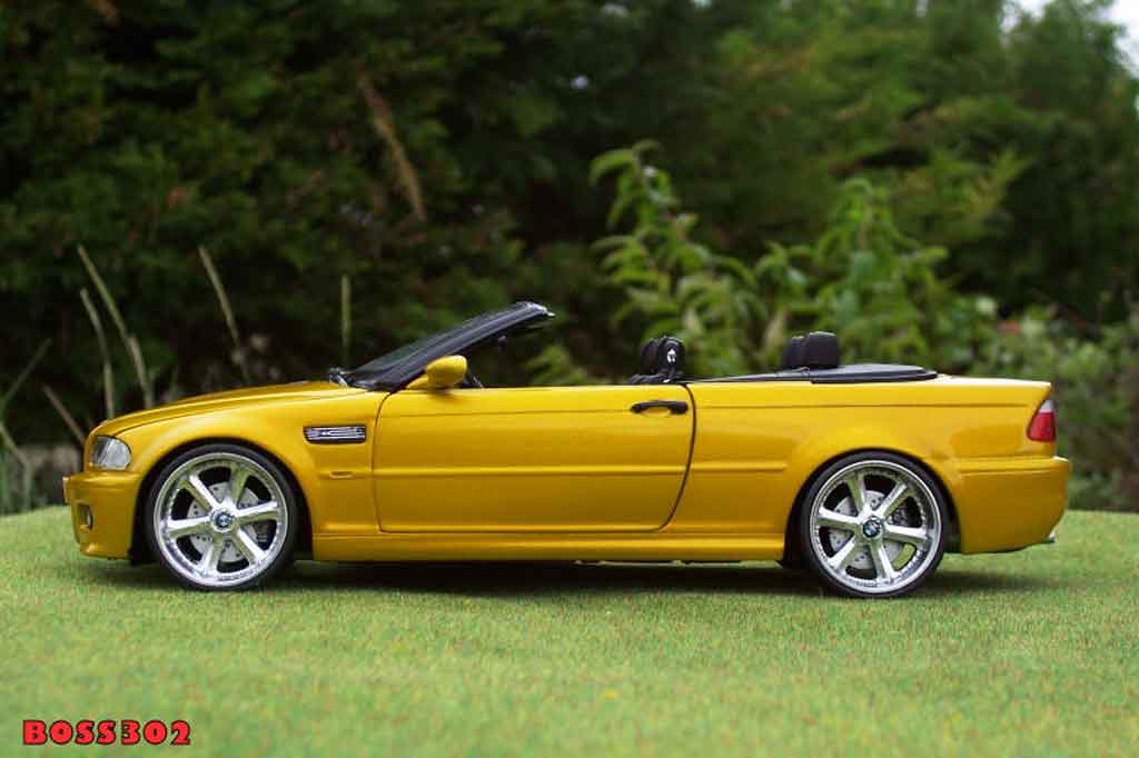 Bmw M3 Cabriolet E46 geel candy jantes chromees 18 pouces 1/18 Kyosho