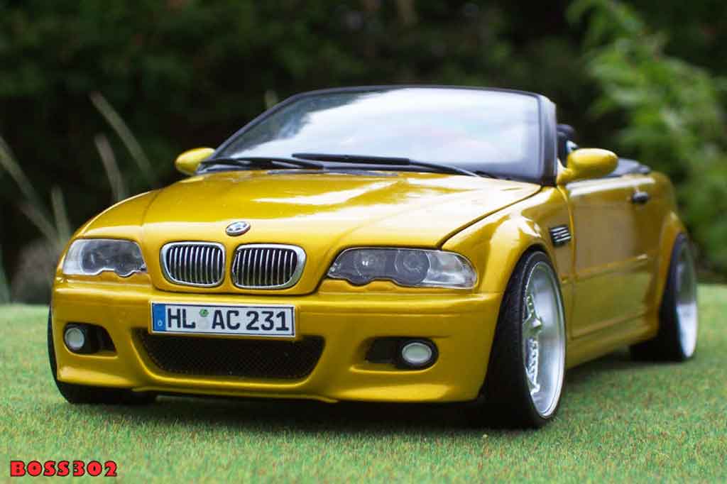 Bmw M3 Cabriolet E46 geel candy jantes chromees 18 pouces 1/18 Kyosho