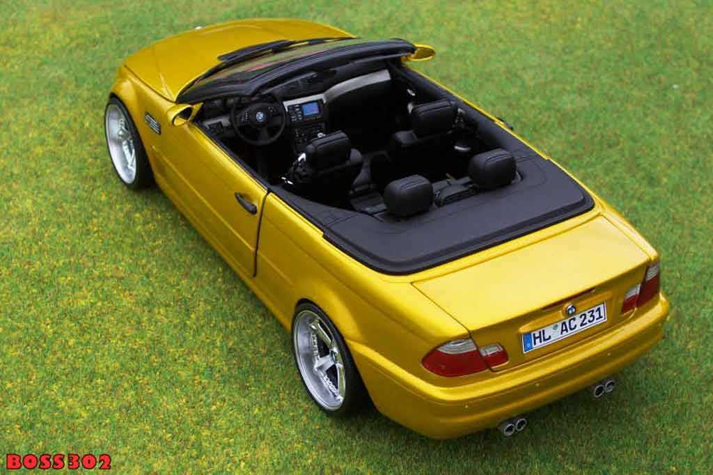 Bmw M3 Cabriolet E46 geel candy jantes chromees 18 pouces 1/18 Kyosho