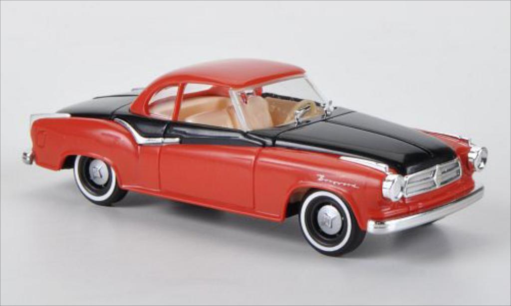 Borgward Isabella 1/87 Busch rood/zwart 1958 modelauto