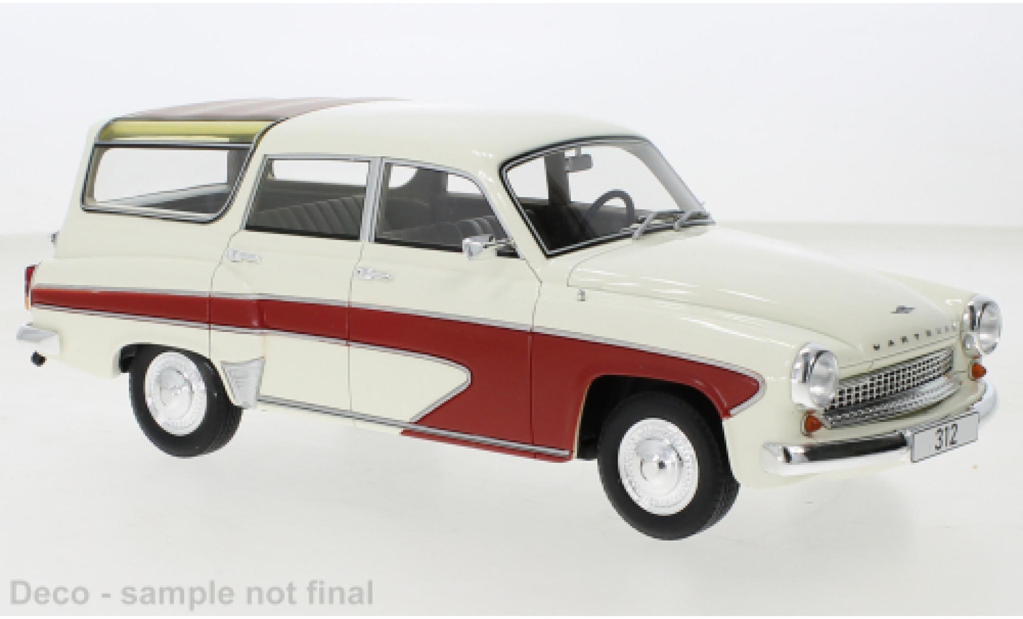 Wartburg 312 1/18 BoS Models Camping Deluxe wit/rood 1967 modelauto