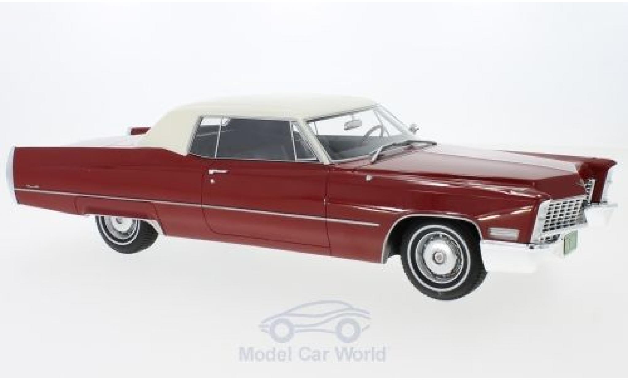 Cadillac Deville 1/18 BoS Models DeVille Coupe rood/wit 1967 modelauto