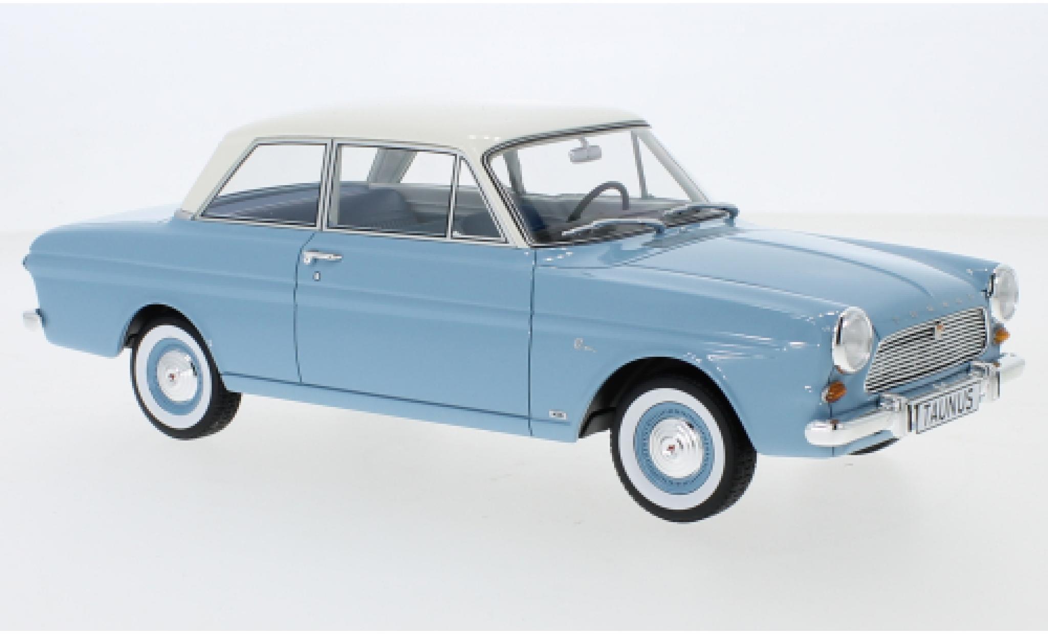 Ford Taunus 1/18 BoS Models 12M (P4) Sedan blauw/wit 1965 modelauto