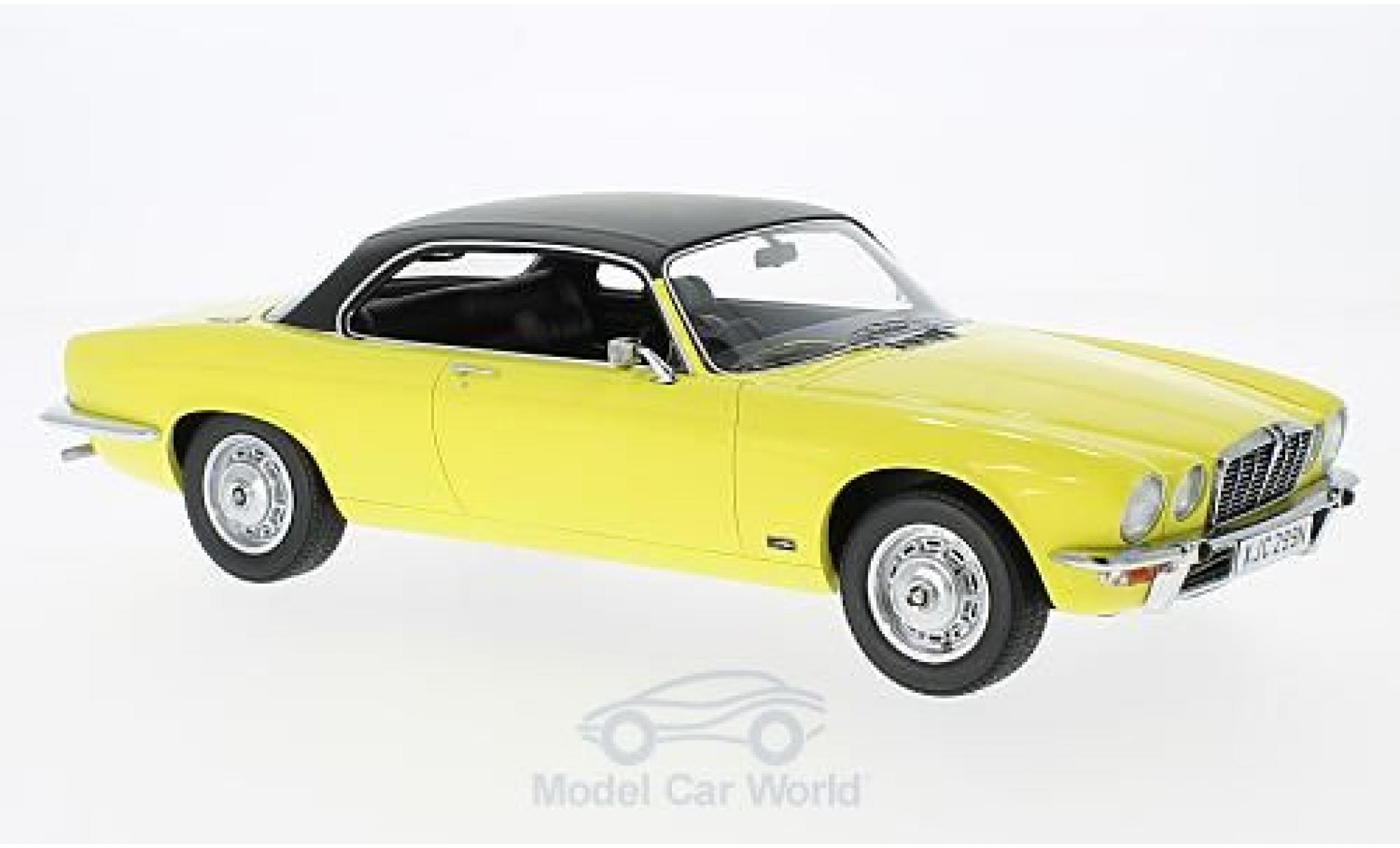 Jaguar XJ 1/18 BoS Models 4.2C geel/zwart RHD 1974 modelauto