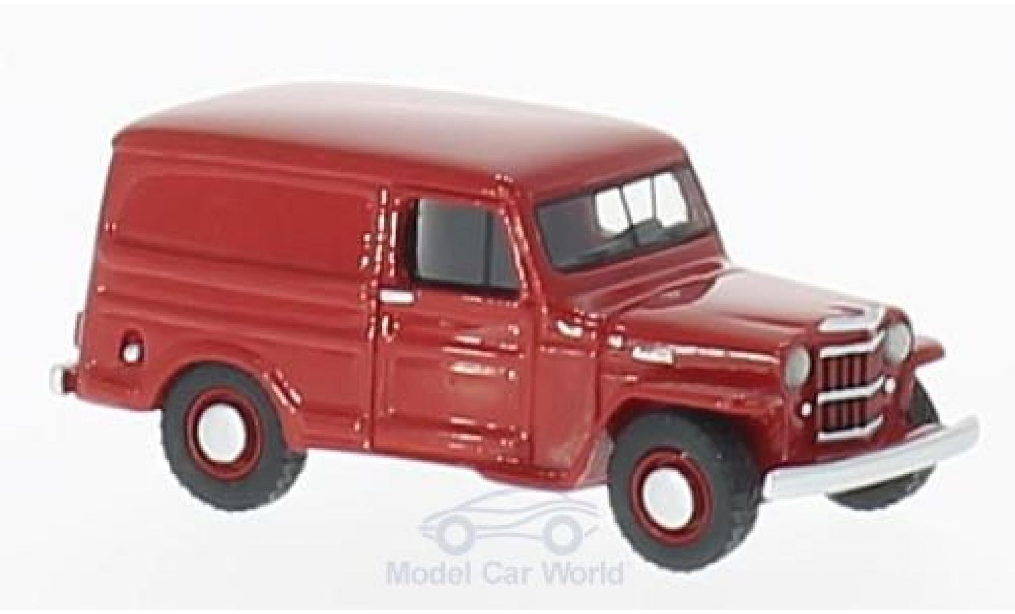 Jeep Willys 1/87 BoS Models Panel Van rood 1954 modelauto