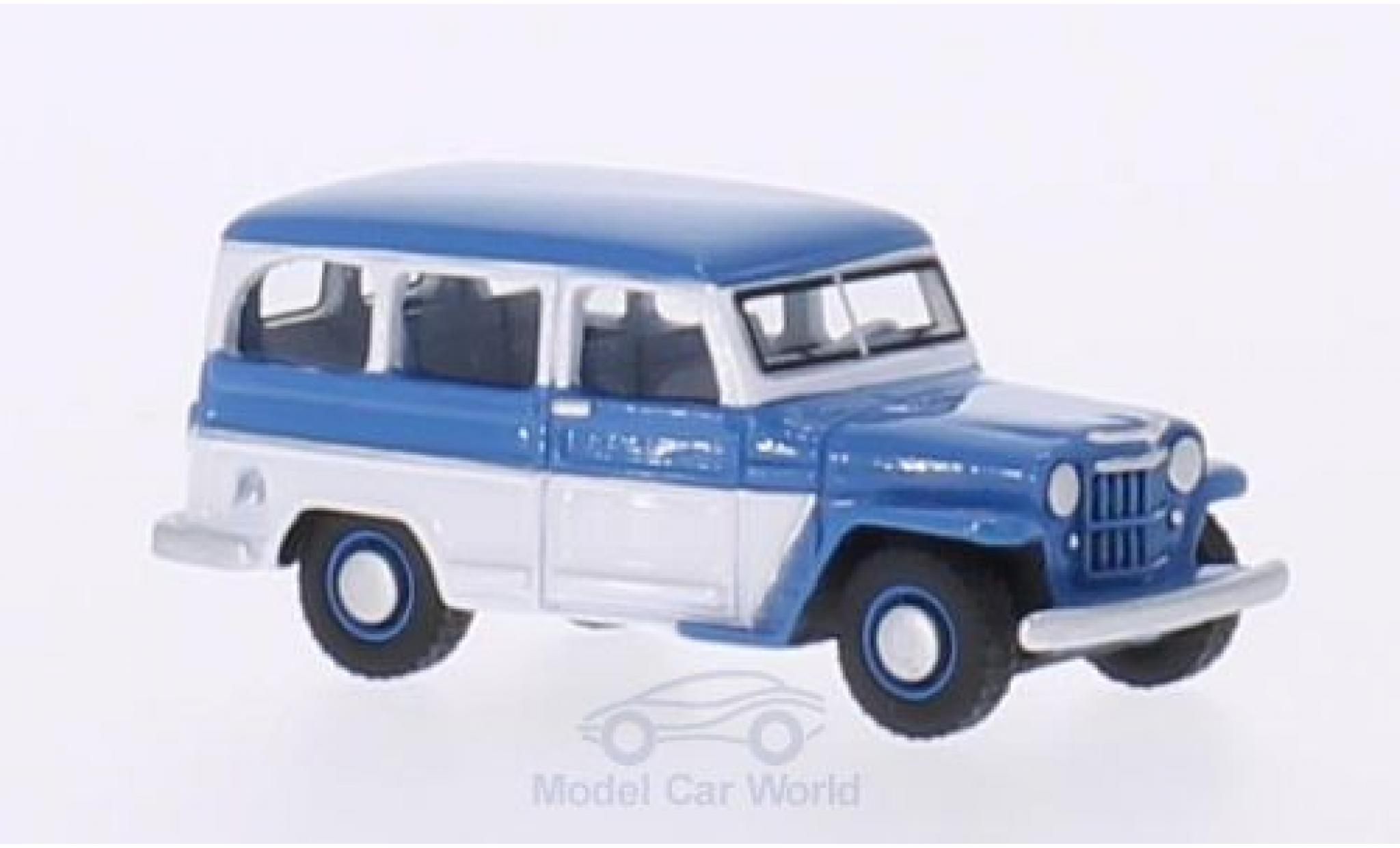 Jeep Willys 1/87 BoS Models Station Wagon blauw/wit 1954 modelauto