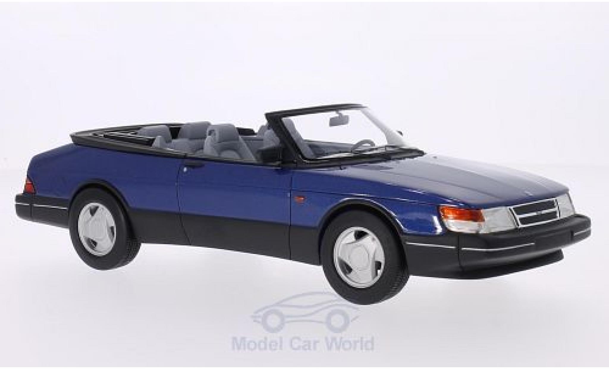Saab 900 1987 1/18 BoS Models S Cabriolet metallic blauw 1987 modelauto