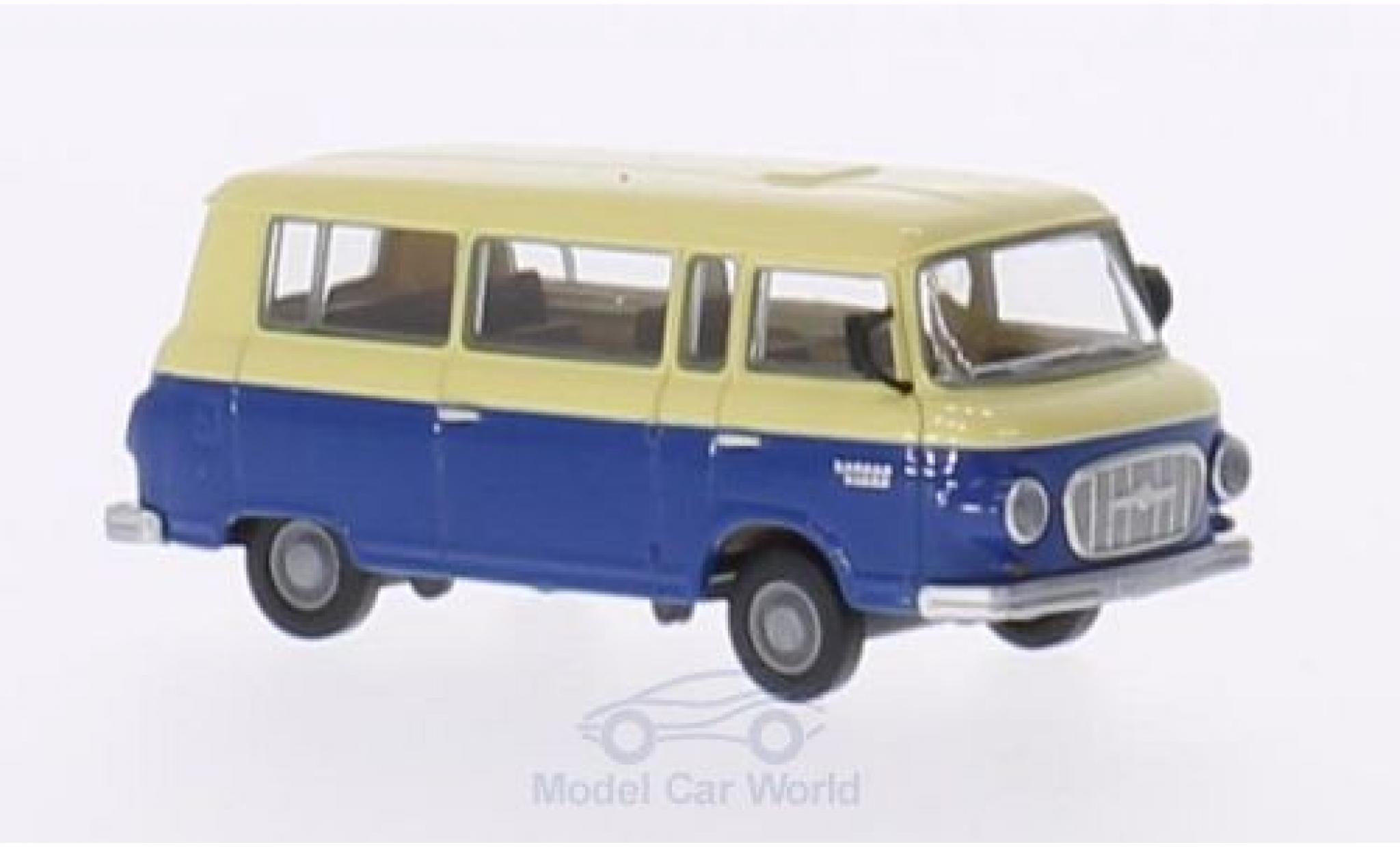 Barkas B 1000 1/87 Brekina beige/blauw Bus modelauto
