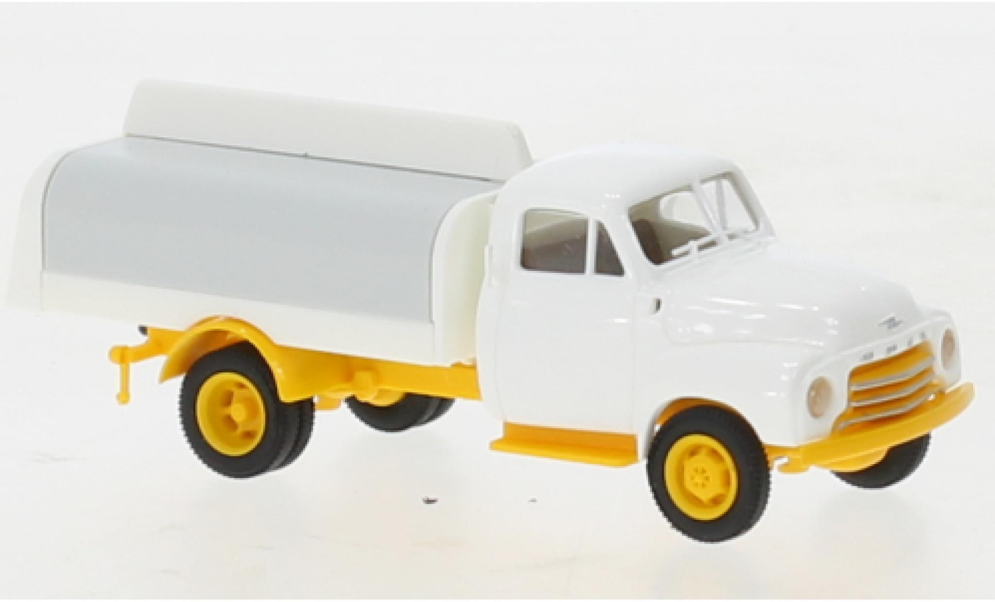 Opel Blitz 1/87 Brekina Ger&auml;nkeaufbau wit/geel 1952 modelauto