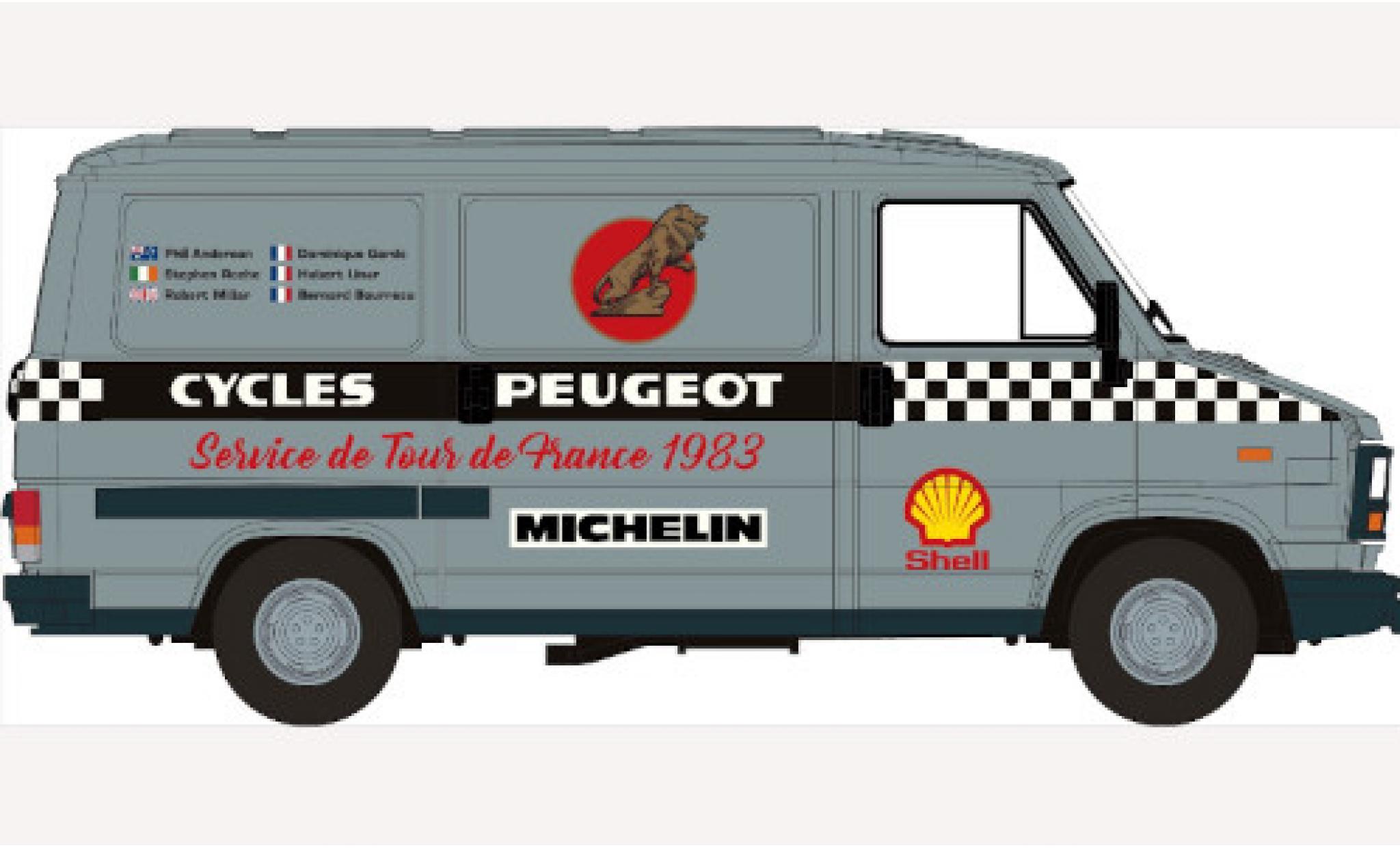 Peugeot J5 1/87 Brekina bestelwagen TdF 1983 1982 modelauto