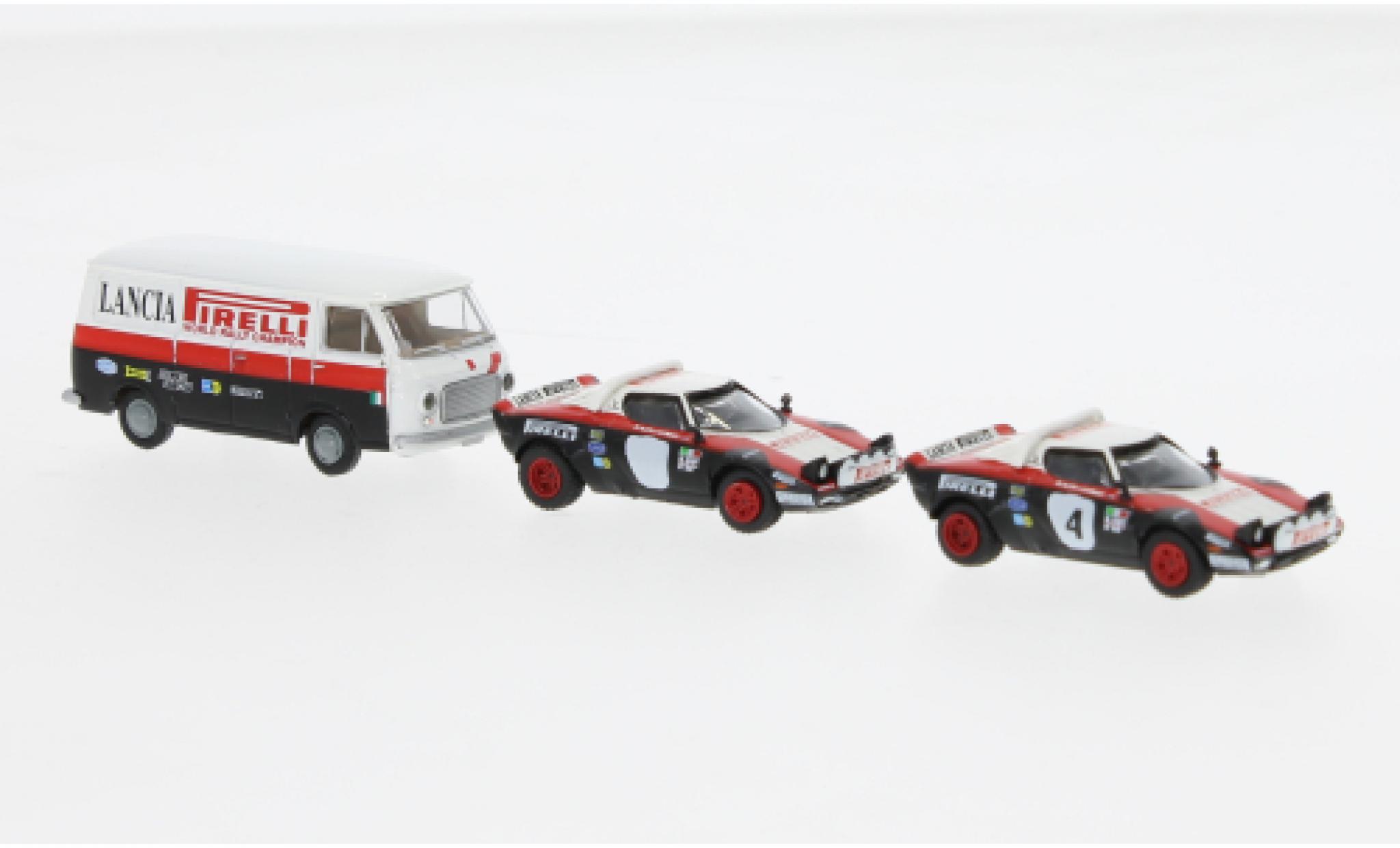 Lancia Stratos 1/87 Brekina Set HF et Fiat 238 bestelwagen Rally Team 1974 modelauto