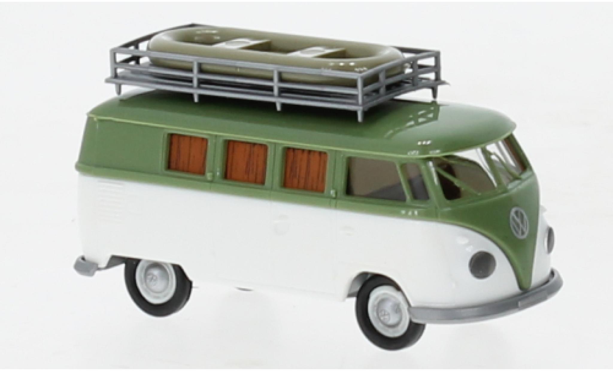 Volkswagen T1 1/87 Brekina b Camper groen/wit 1960 modelauto