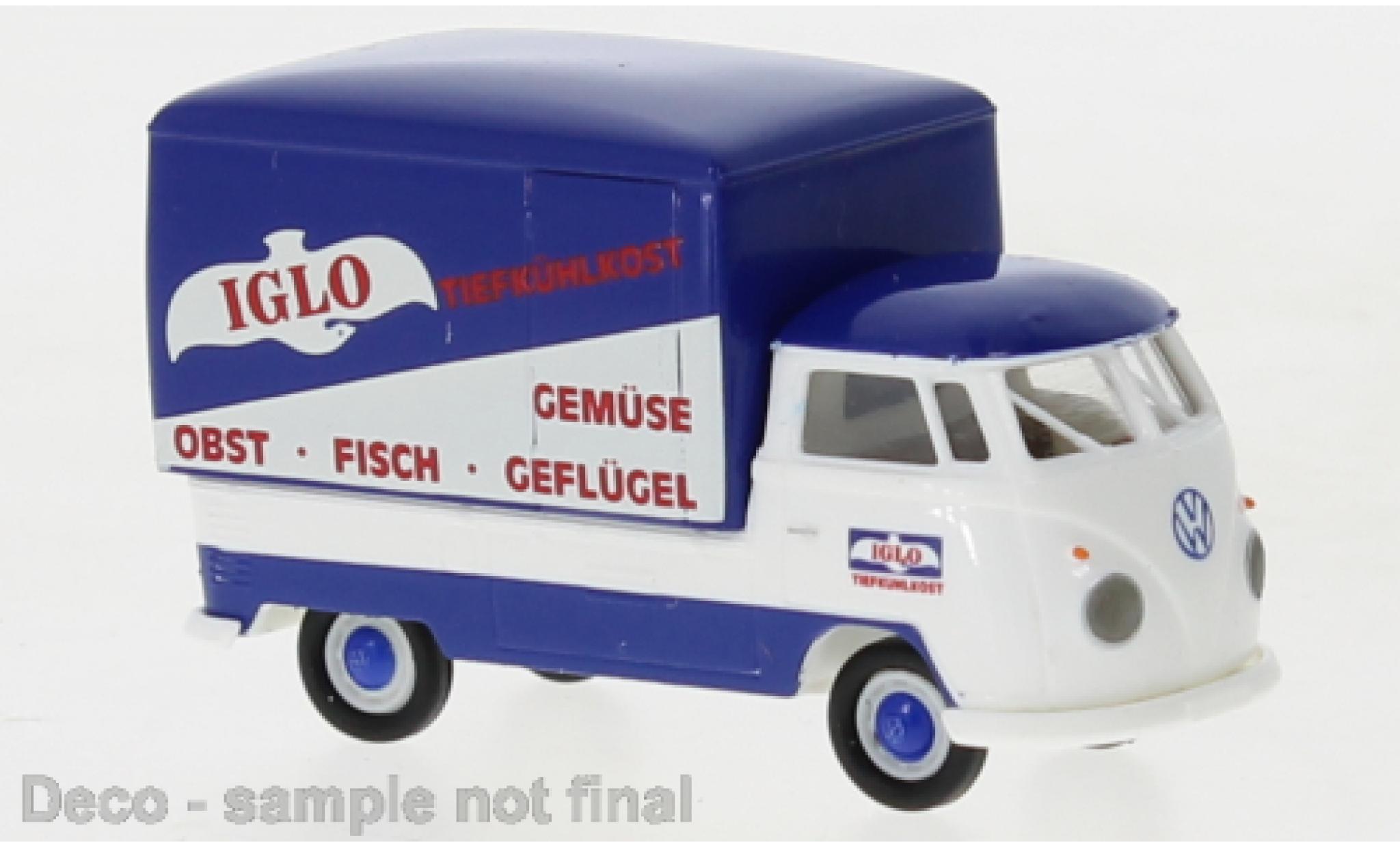 Volkswagen T1 1/87 Brekina b Gro&szlig;raum-wagon conteneur Iglo 1960 modelauto