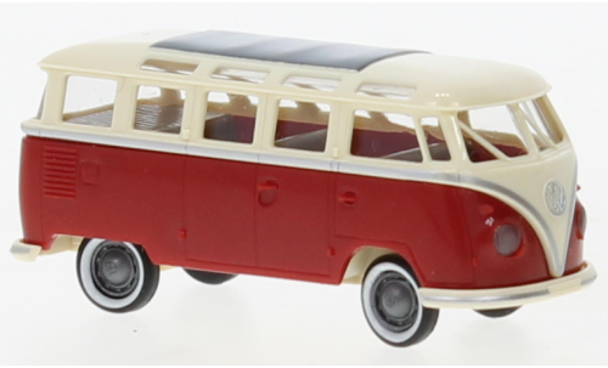 Volkswagen T1 1/87 Brekina b Samba beige clair/rood 1960 modelauto