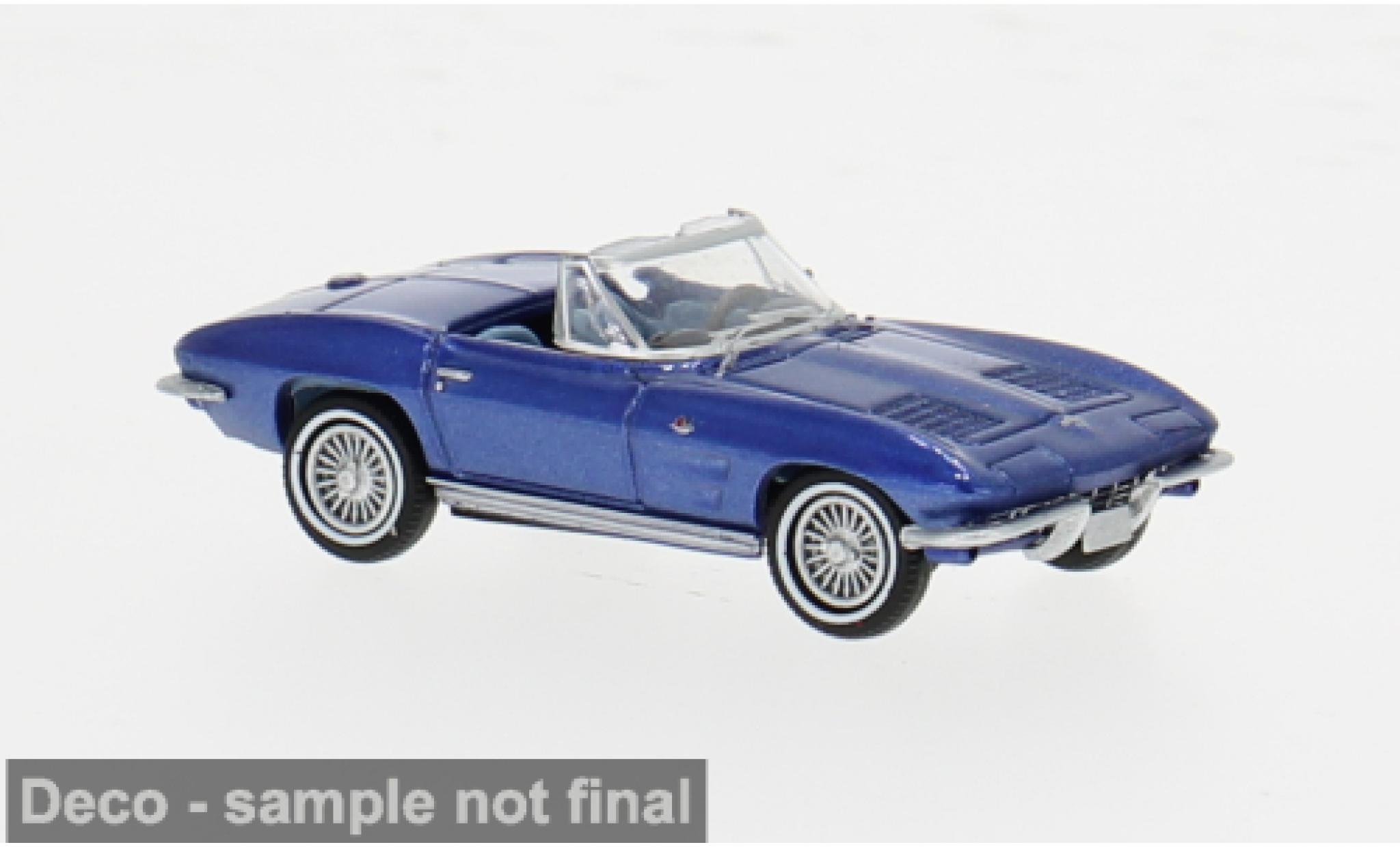 Chevrolet Corvette 1/87 Brekina C2 Cabrio metallic blauw 1962 1:87 modelauto