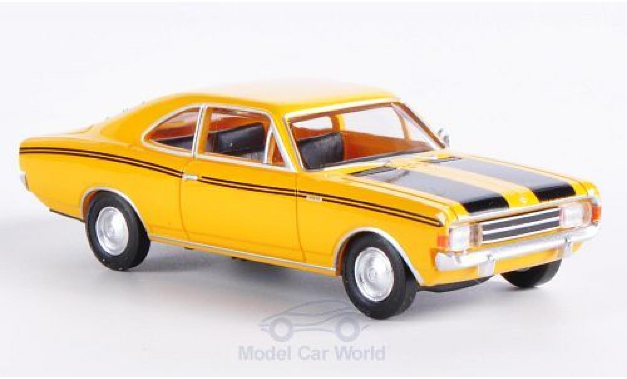 Opel Rekord 1/87 Brekina C Coupe geel/zwart modelauto