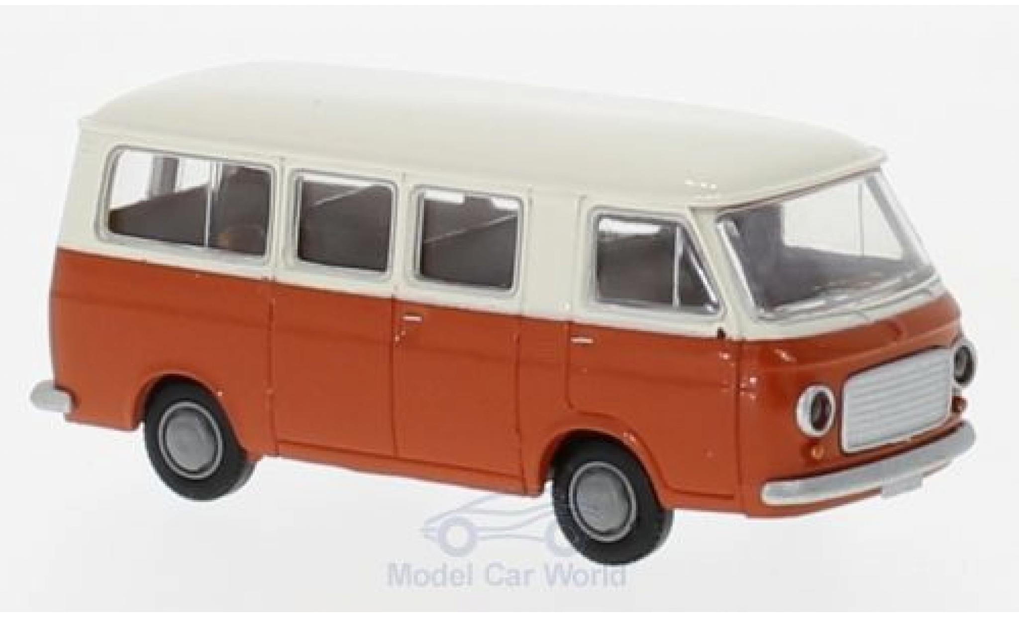 Fiat 238 1/87 Brekina Bus wit/oranje modelauto