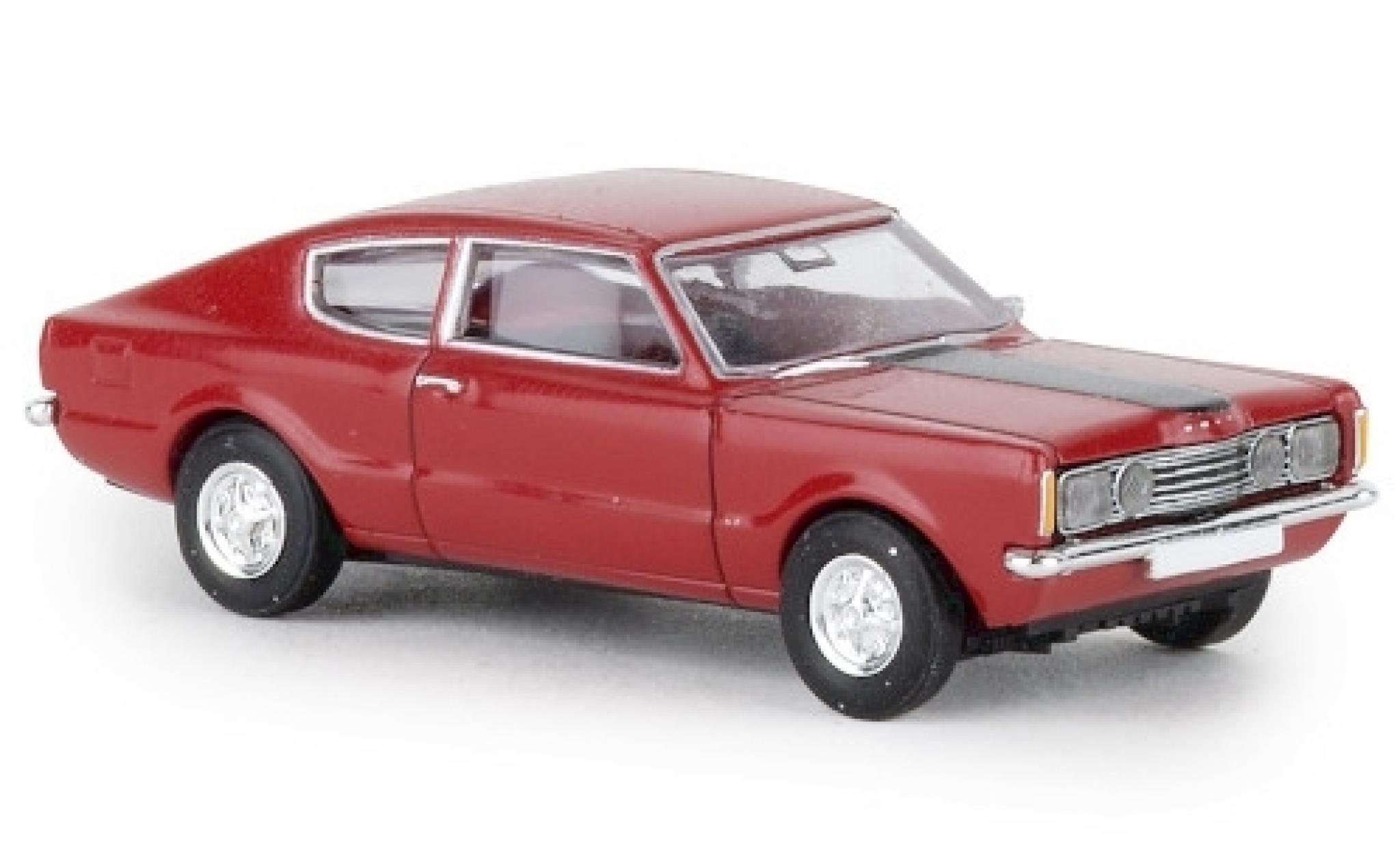 Ford Taunus 1/87 Brekina Coupe GT rood 1972 Capot zwart modelauto