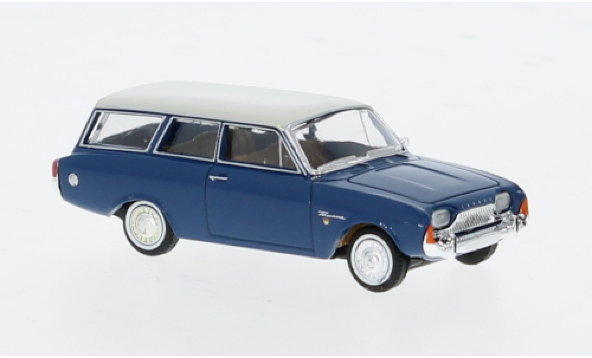 Ford Taunus 1/87 Brekina P3 Turnier blauw/wit 1964 1:87 modelauto