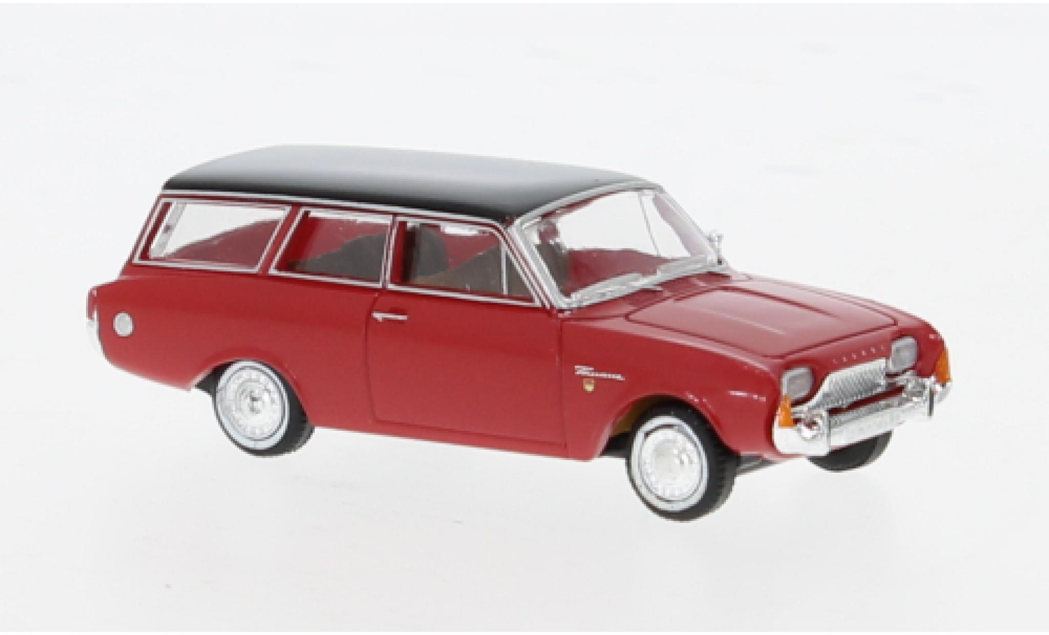 Ford Taunus 1/87 Brekina P3 Turnier rood/zwart 1964 1:87 modelauto