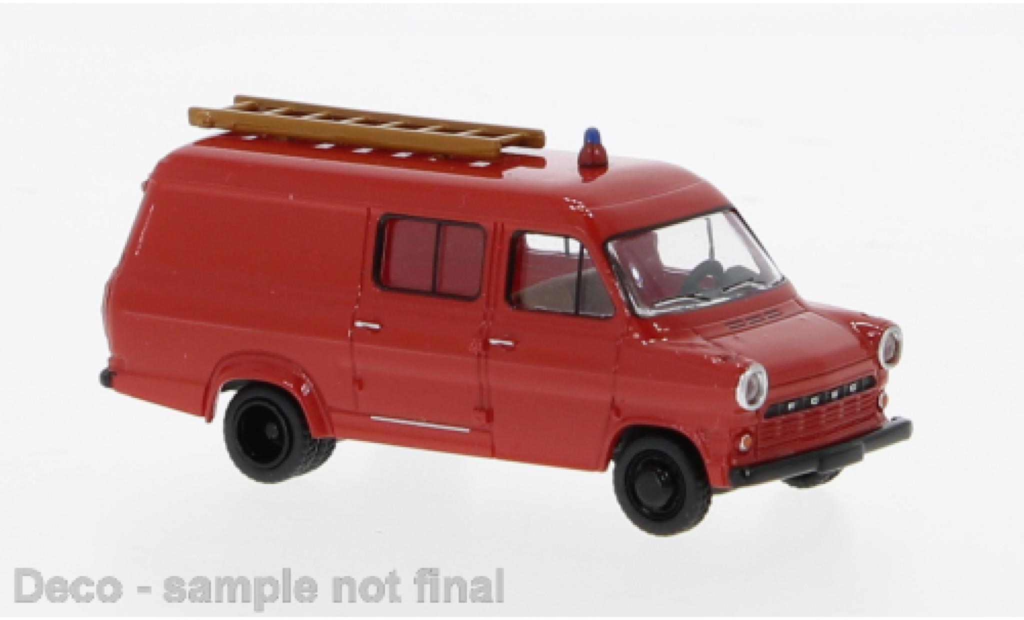 Ford Transit 1/87 Brekina rood/zwart Brandweer 1970 1:87 modelauto
