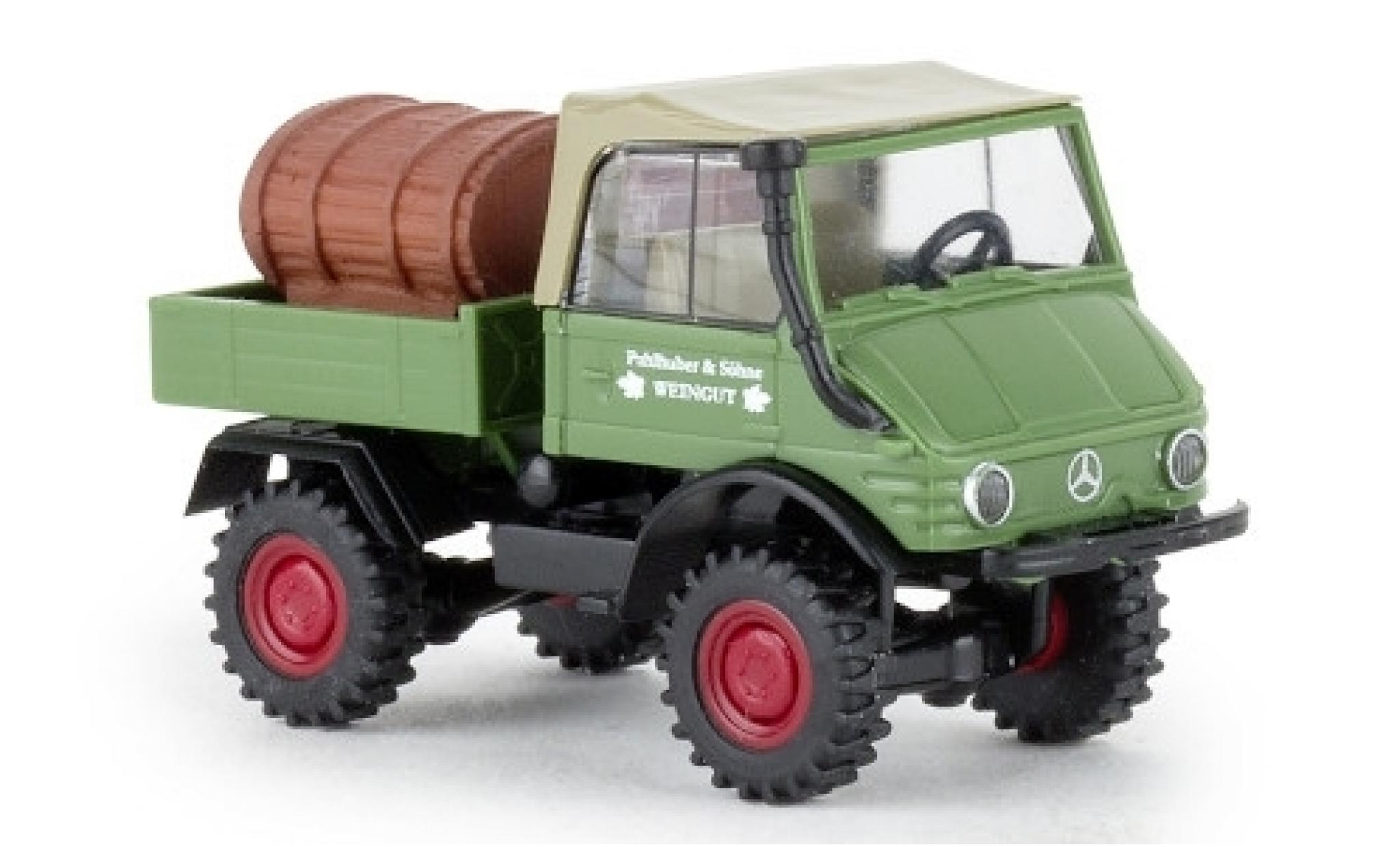 Mercedes Unimog 1/87 Brekina 421 Weingut Palhuber 1966 plateforme avec Weinfass modelauto