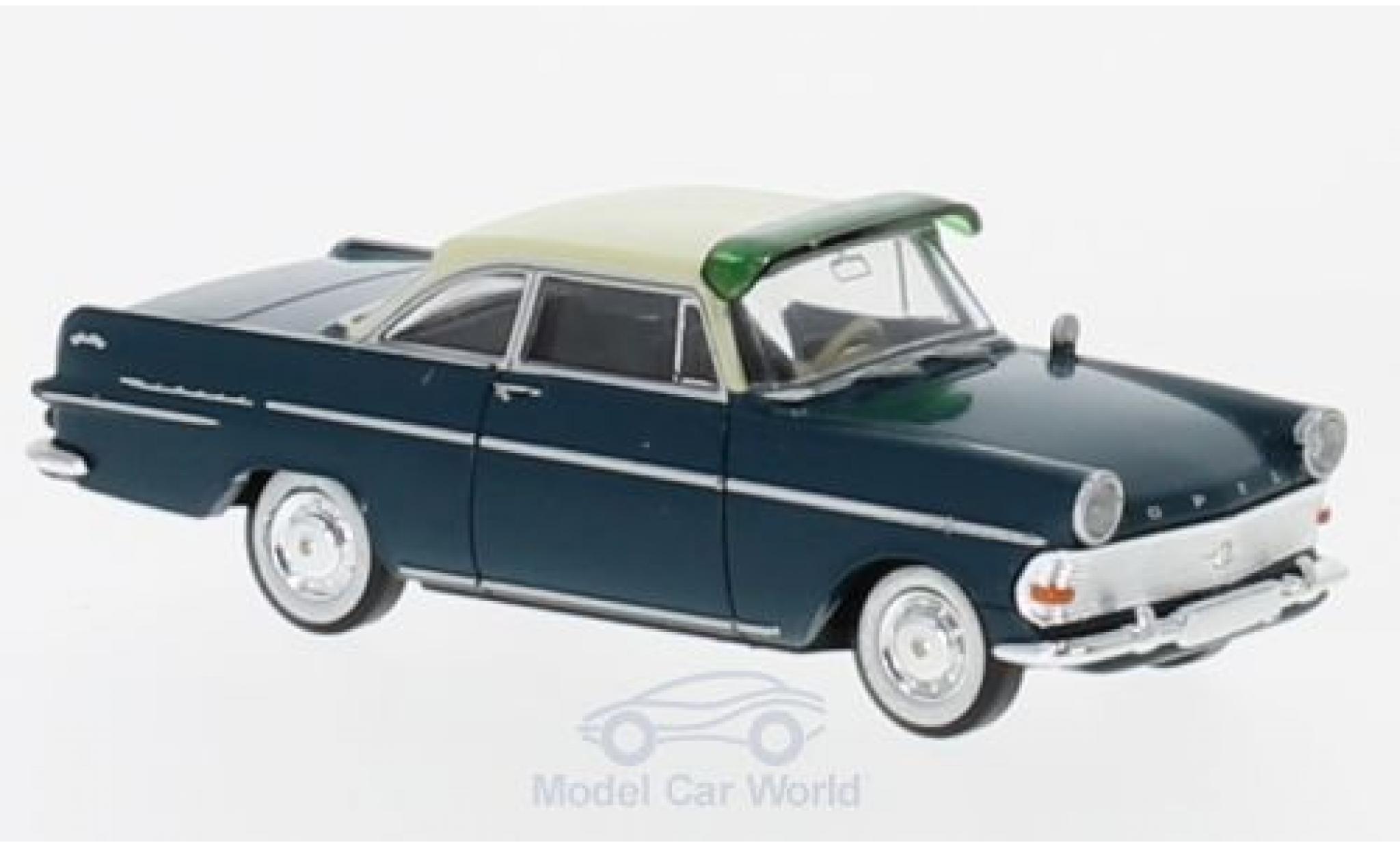 Opel Rekord 1/87 Brekina P2 Coupe blauw/beige mit Sonnenblende modelauto