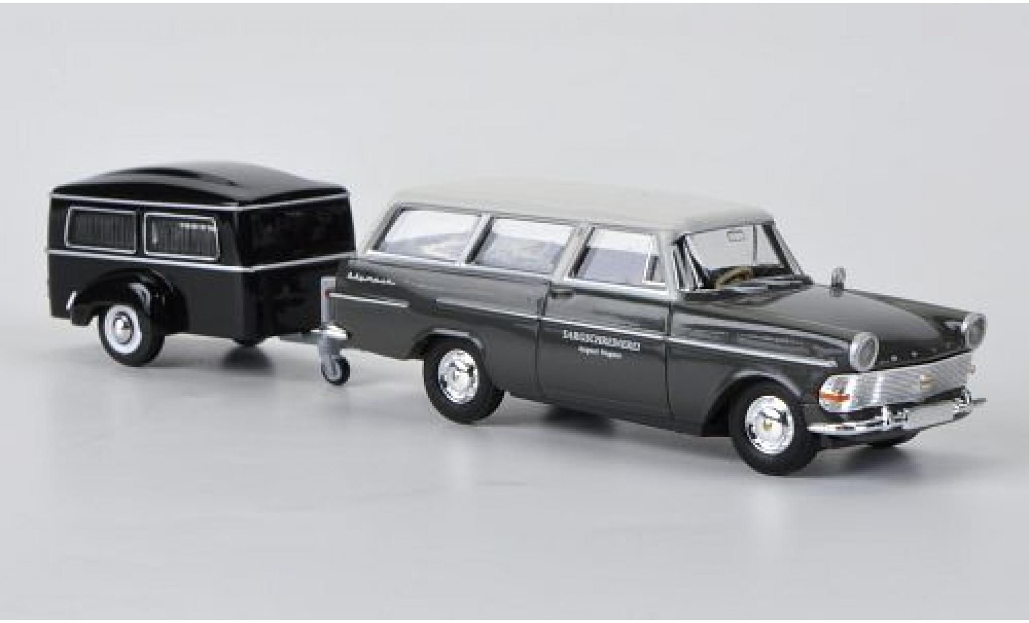 Opel Rekord 1/87 Brekina PII avec Westfalia-Bestattungsanh&auml;nger modelauto