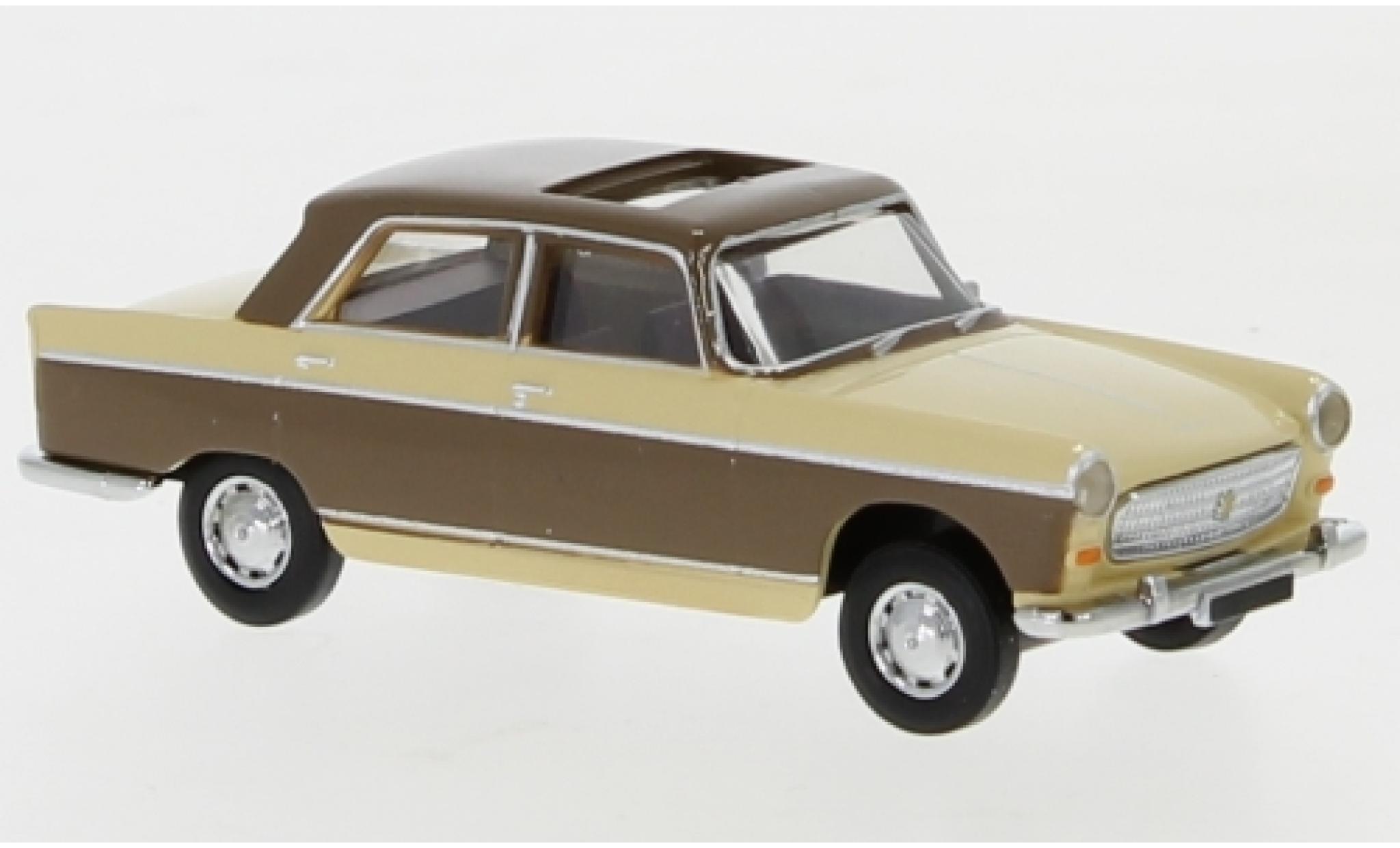 Peugeot 404 1/87 Brekina beige/bruin 1961 toit ouvrant ougroen modelauto