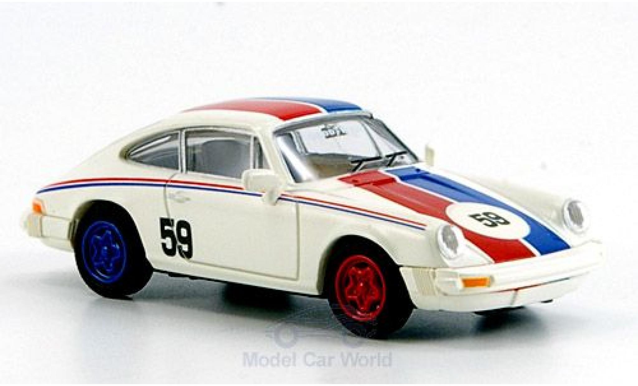 Porsche 911 1/87 Brekina wit No.59 blauw-roode Streifen modelauto