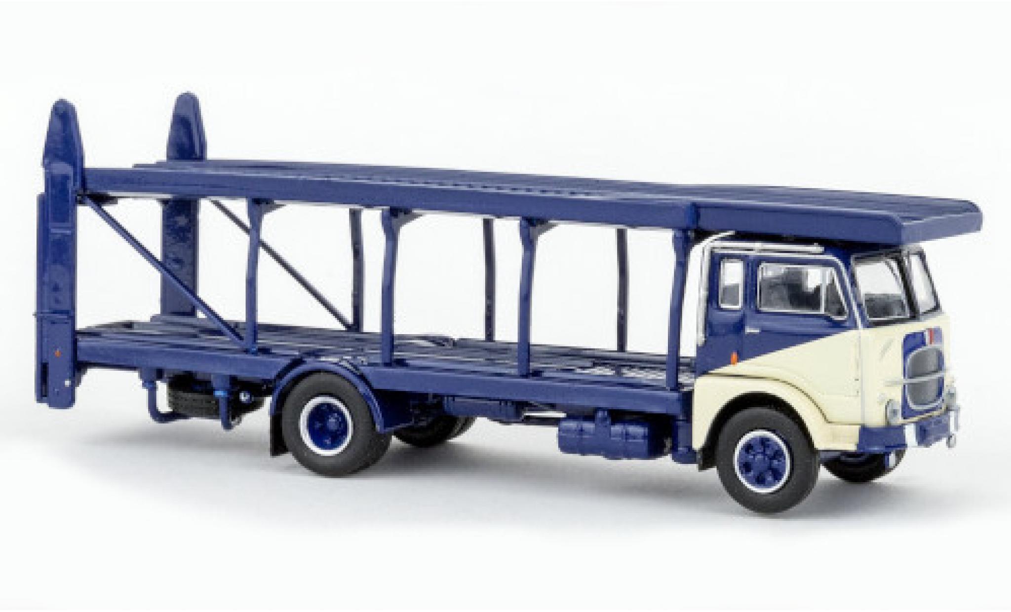 Fiat 642 1/87 Brekina Starline camion de transport de voiture blauw fonc&eacute;/beige clair 1962 modelauto