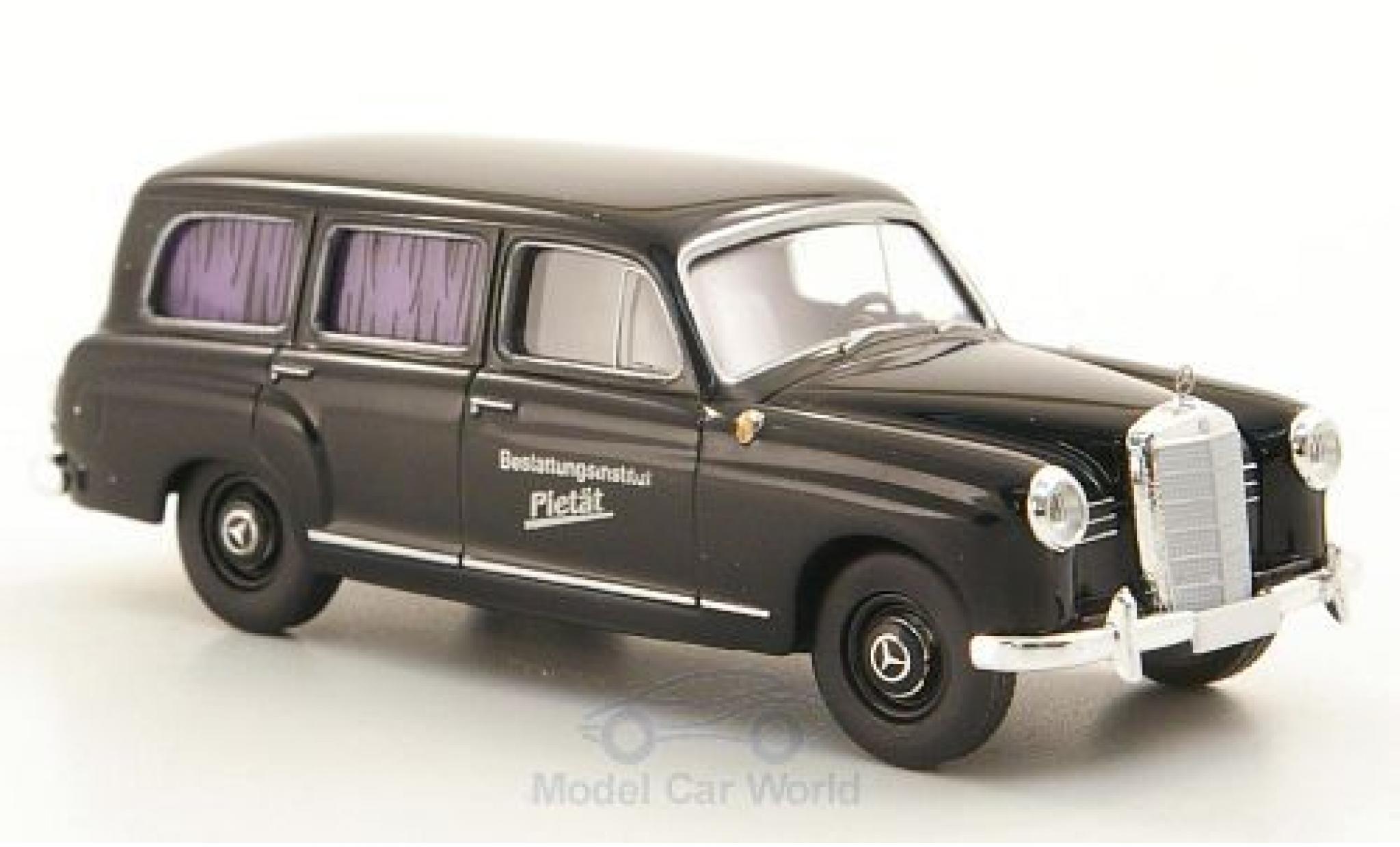 Mercedes 180 1/87 Brekina Stationwagen zwart Bestattungsinstitut Piet&auml;t modelauto