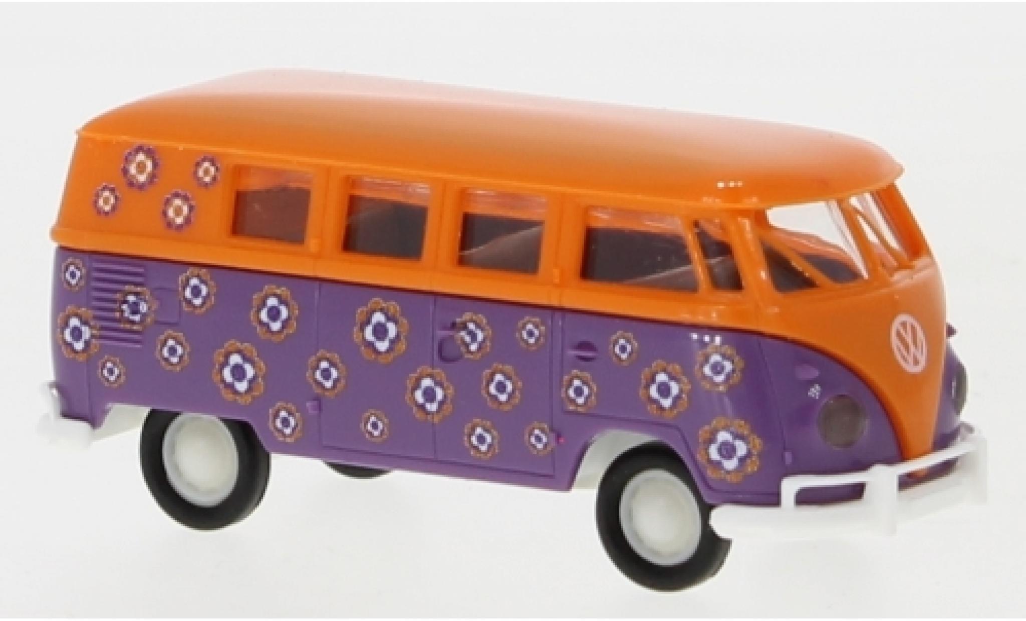 Volkswagen T1 1/87 Brekina b Stationwagen Hippieblumen 1960 modelauto