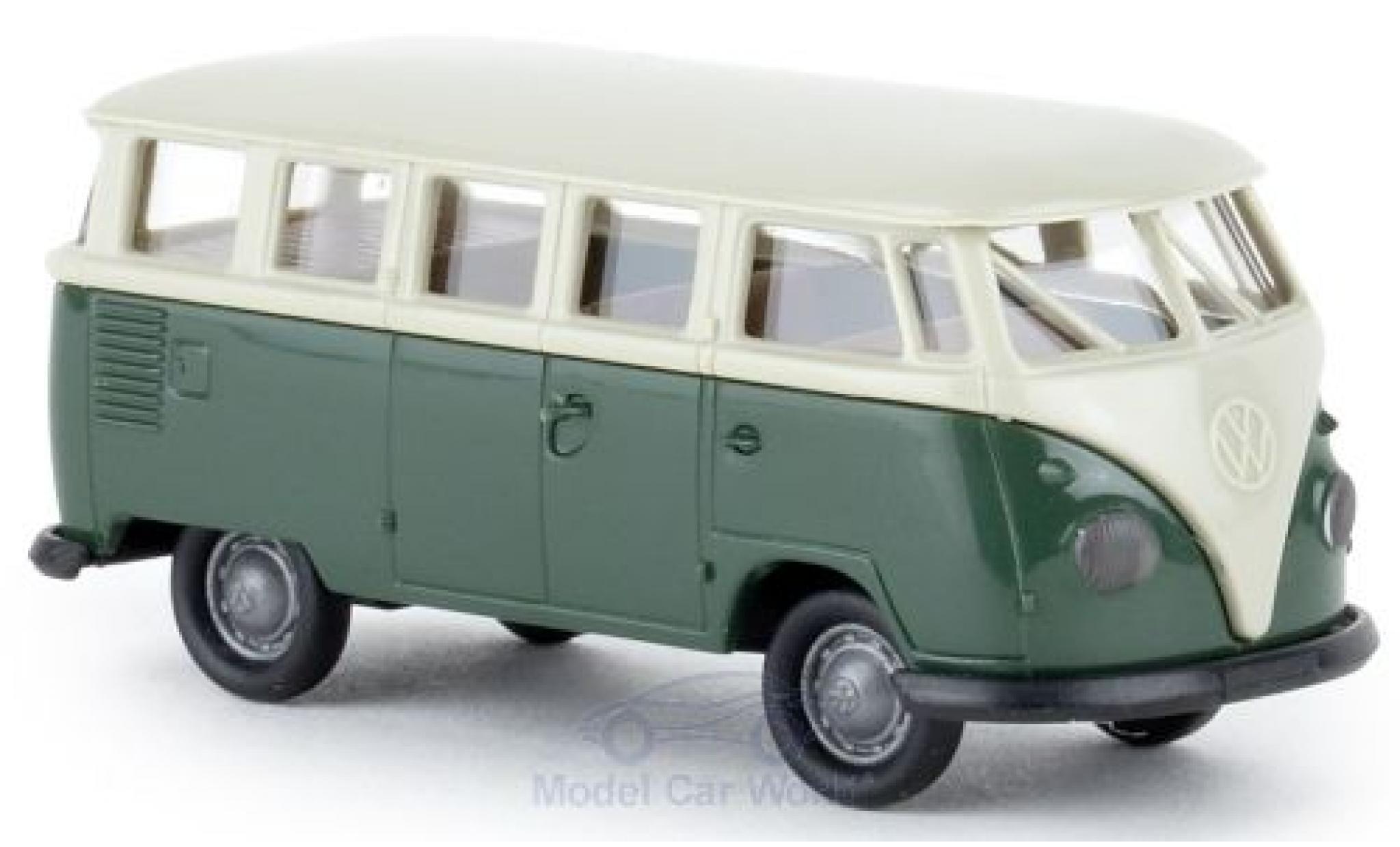 Volkswagen T1 1/87 Brekina b Mindersamba grijs/groen Economy modelauto
