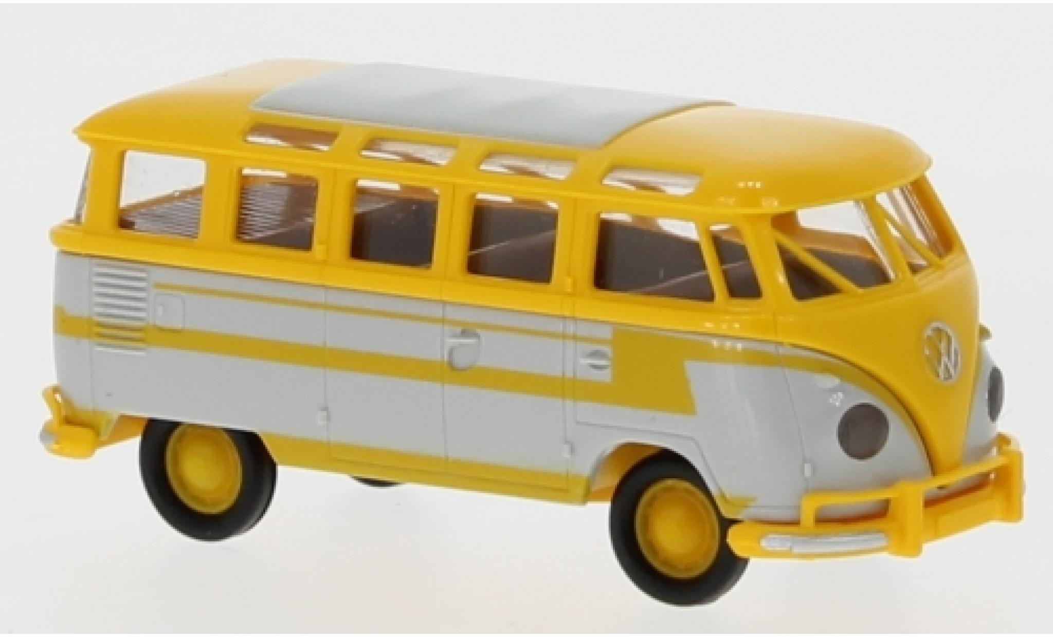 Volkswagen T1 1/87 Brekina b Samba geel/grijs 1960 autocar -D&eacute;corer modelauto