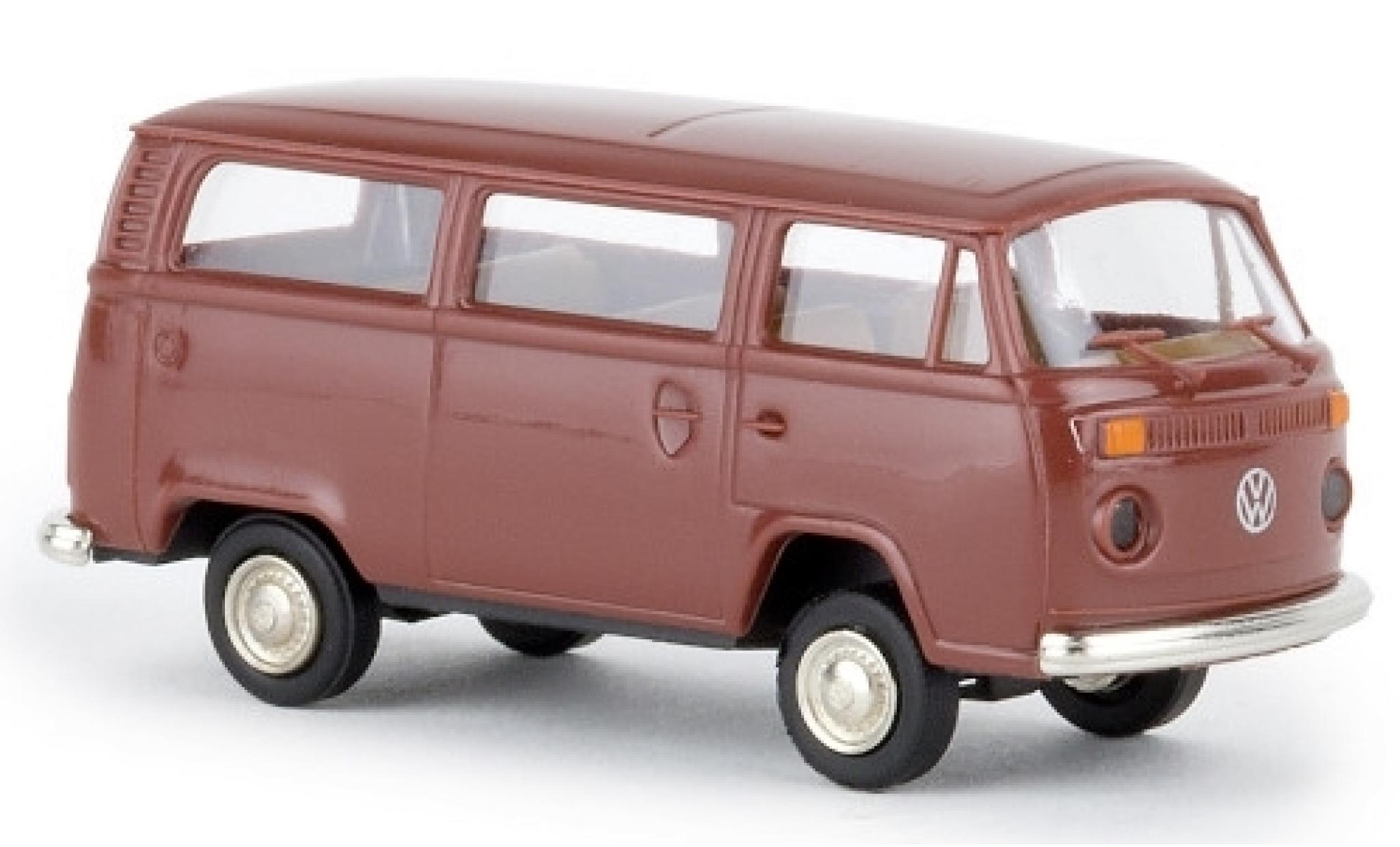 Volkswagen T2 1/87 Brekina Stationwagen bruin 1972 modelauto
