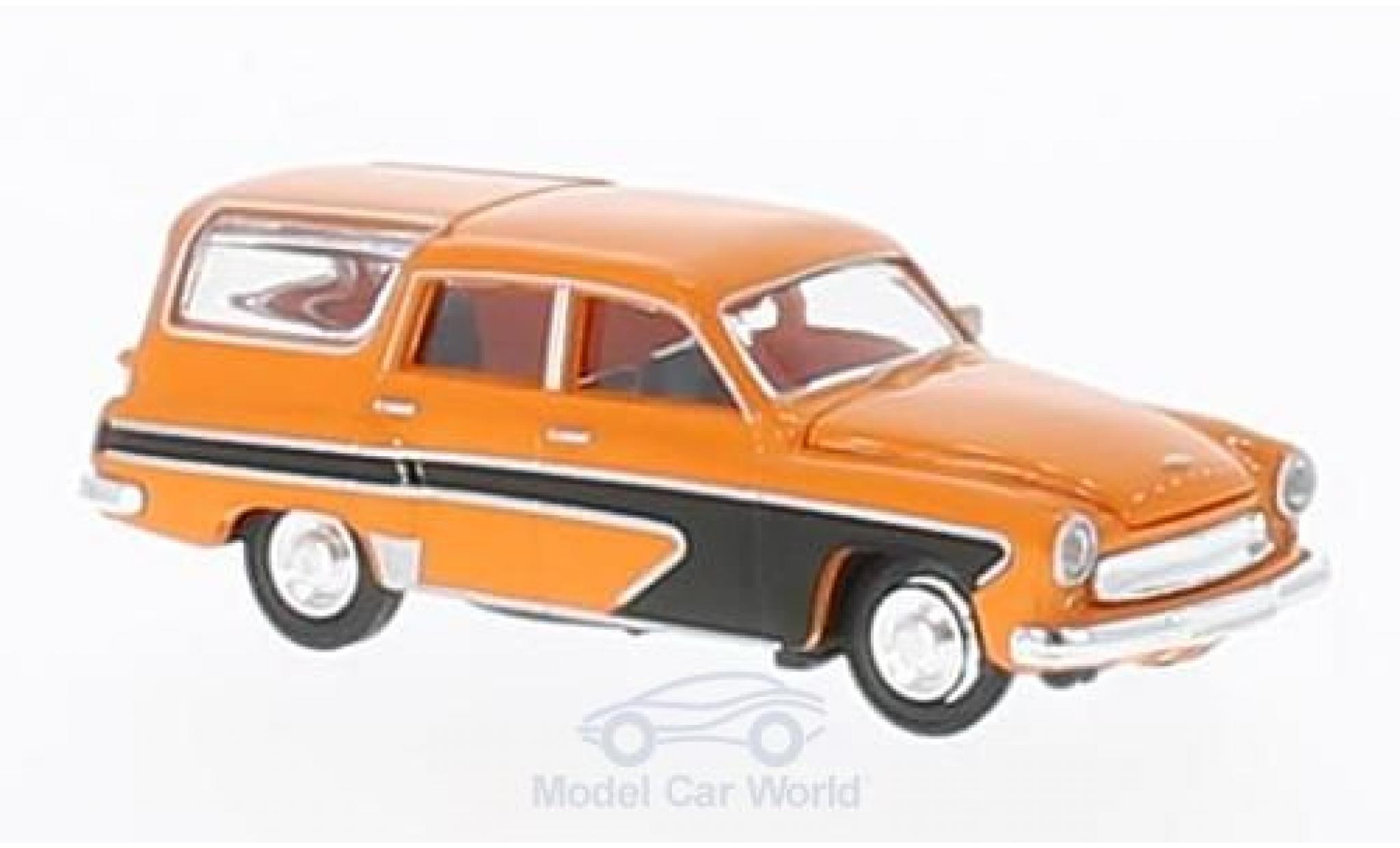 Wartburg 311 1/87 Brekina Camping oranje/zwart modelauto