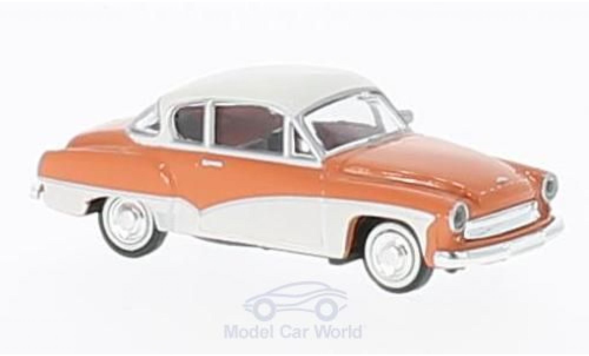 Wartburg 311 1/87 Brekina Coupe roze/wit modelauto