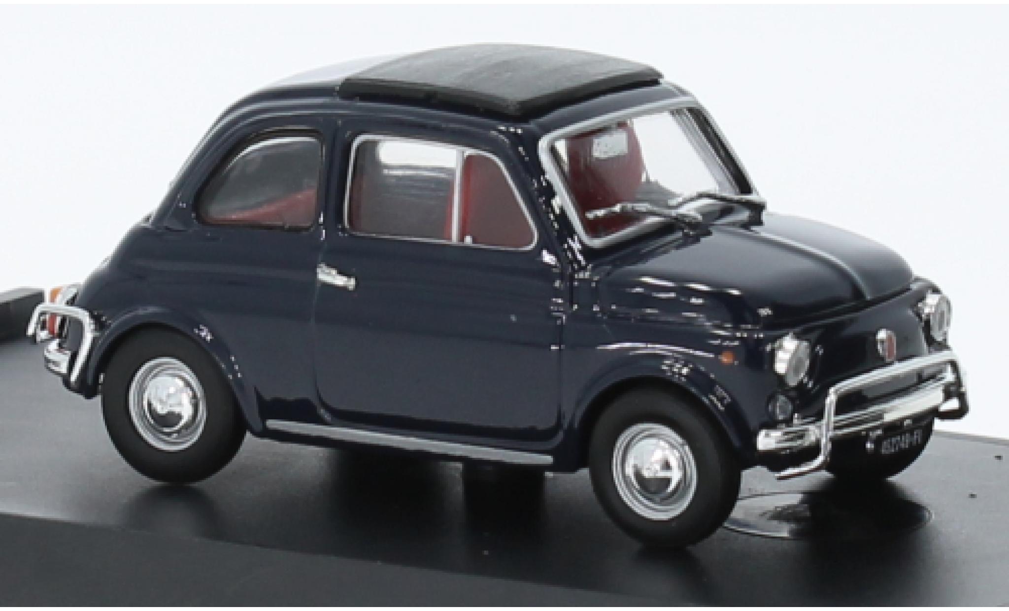 Fiat 500 1/43 Brumm L blauw fonc&eacute; 1968 modelauto